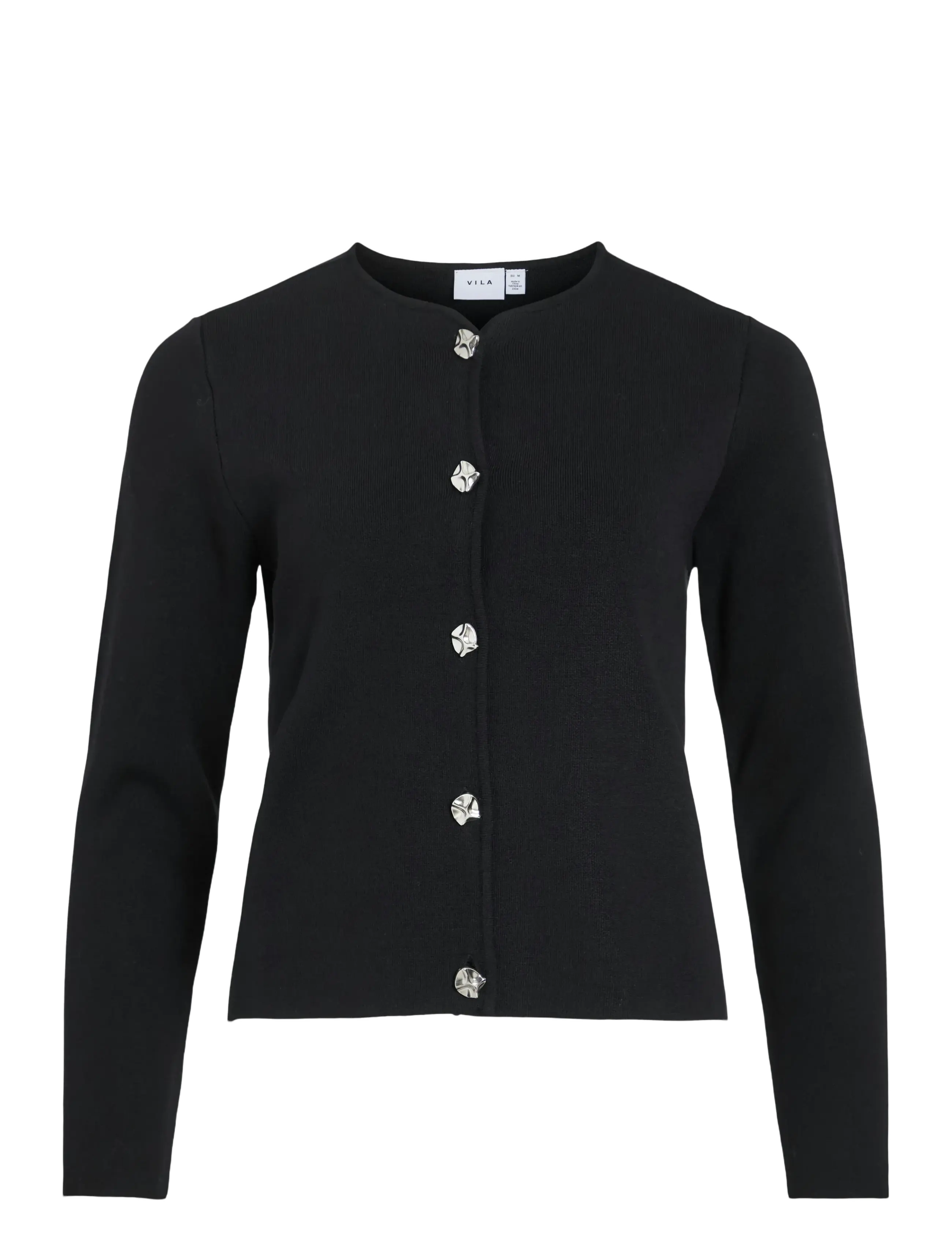 Vila VISWAY O-NECK L/S BUTTON KNIT CARDIGAN - Cardigans - BLACK BEAUTY / black