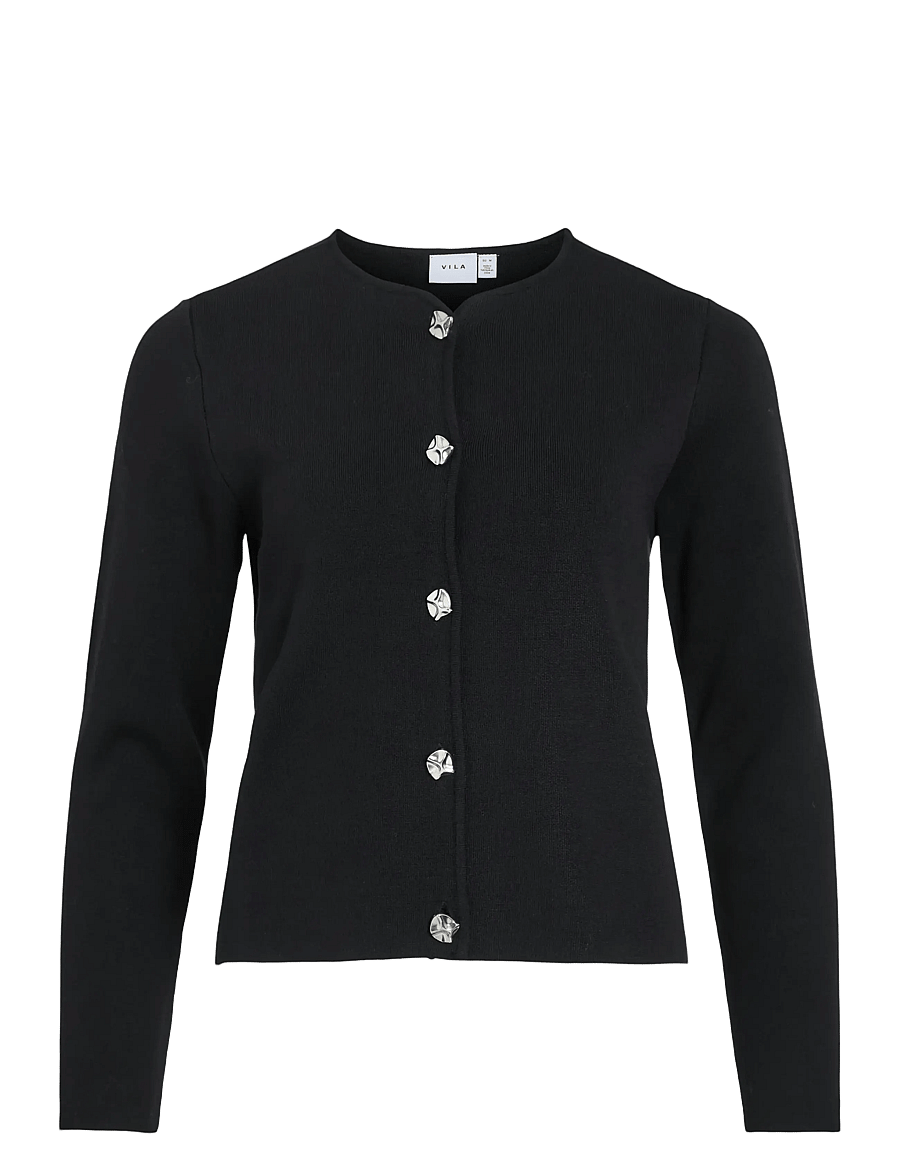 Vila - VISWAY O-NECK L/S BUTTON KNIT CARDIGAN - kardigani - black beauty - 1