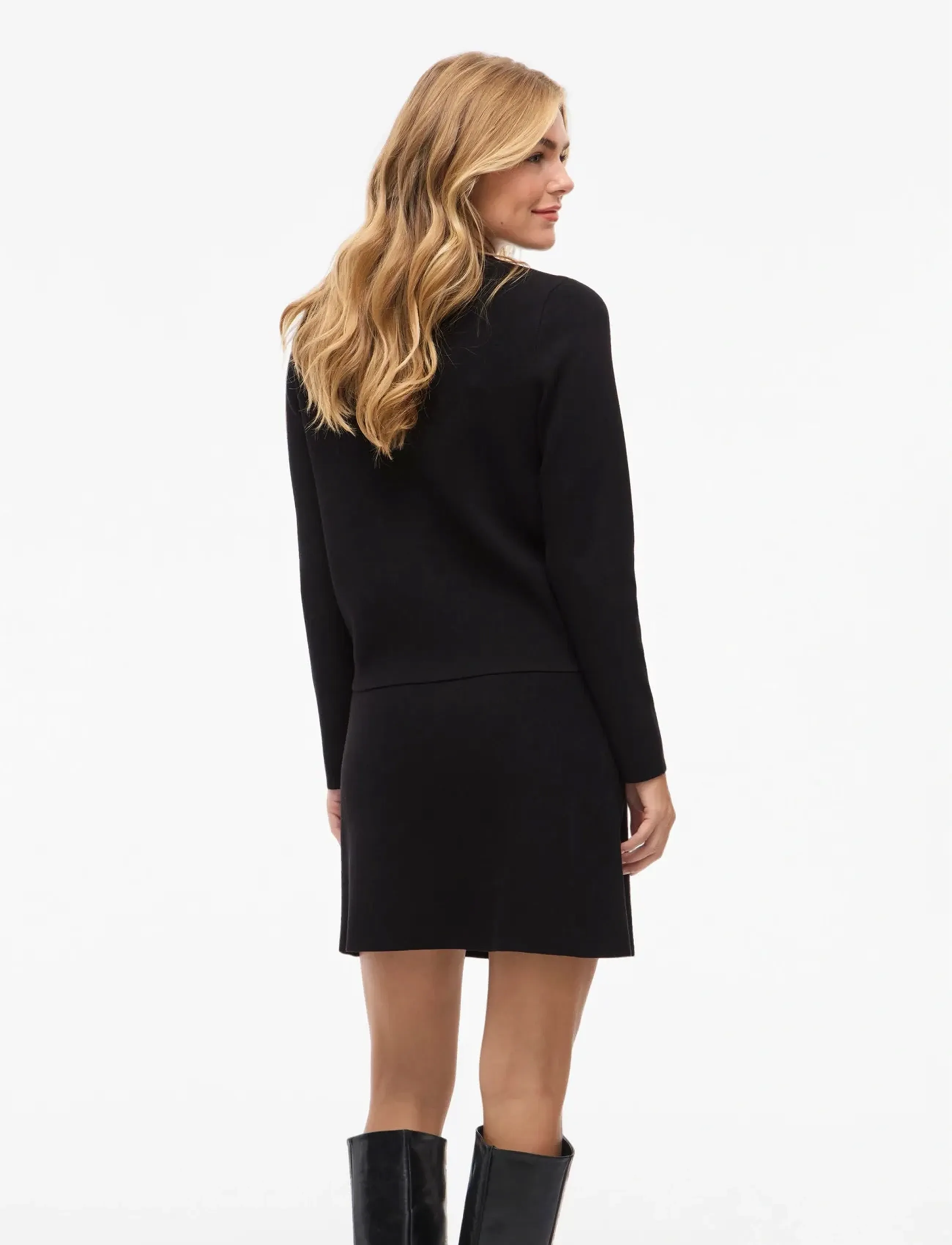 Vila - VISWAY O-NECK L/S BUTTON KNIT CARDIGAN - cardigans - black beauty - 5