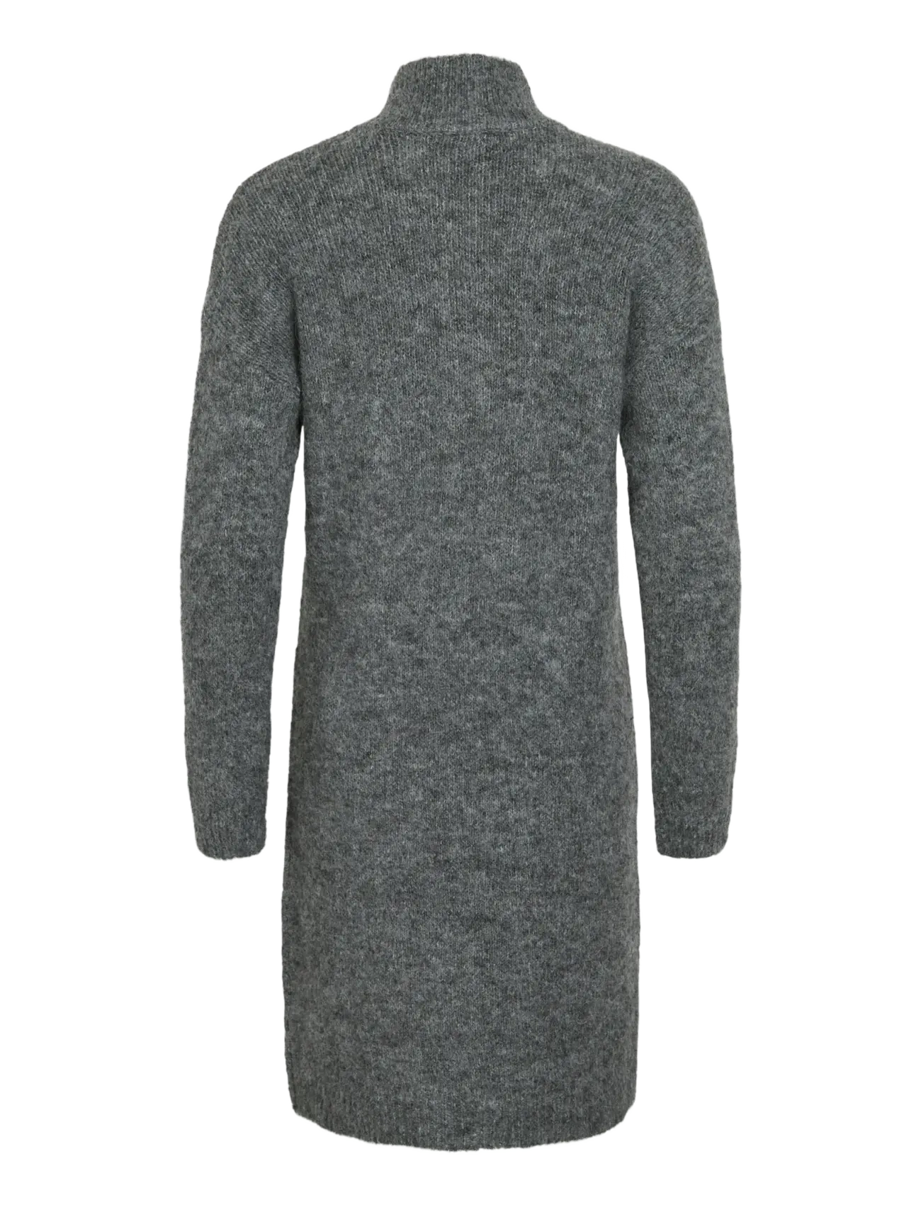 Vila - VINYNNI HIGHNECK L/S KNIT DRESS/BFS - megztos suknelės - dark grey melange - 2
