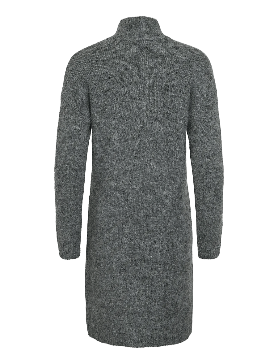 Vila - VINYNNI HIGHNECK L/S KNIT DRESS/BFS - strickkleider - dark grey melange - 2