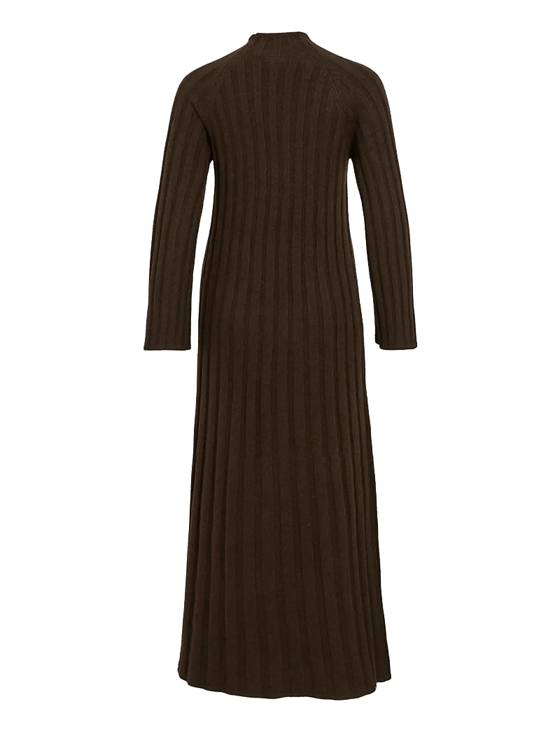 Vila - VICLEO HIGHNECK L/S ANKLE KNIT DRESS - strikkjoler - coffee bean - 2