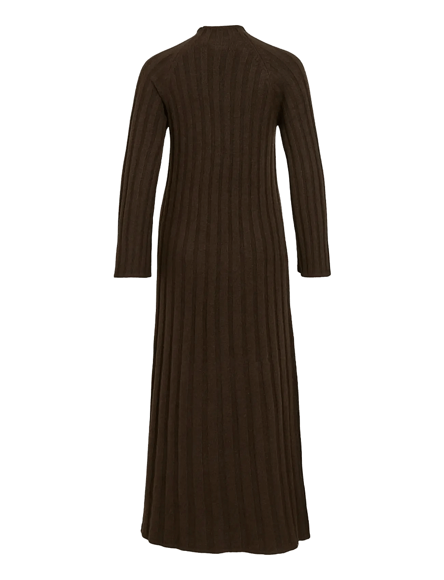 Vila - VICLEO HIGHNECK L/S ANKLE KNIT DRESS - kootud kleidid - coffee bean - 2