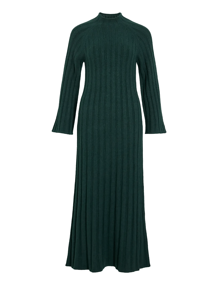 Vila - VICLEO HIGHNECK L/S ANKLE KNIT DRESS - strickkleider - ponderosa pine - 1