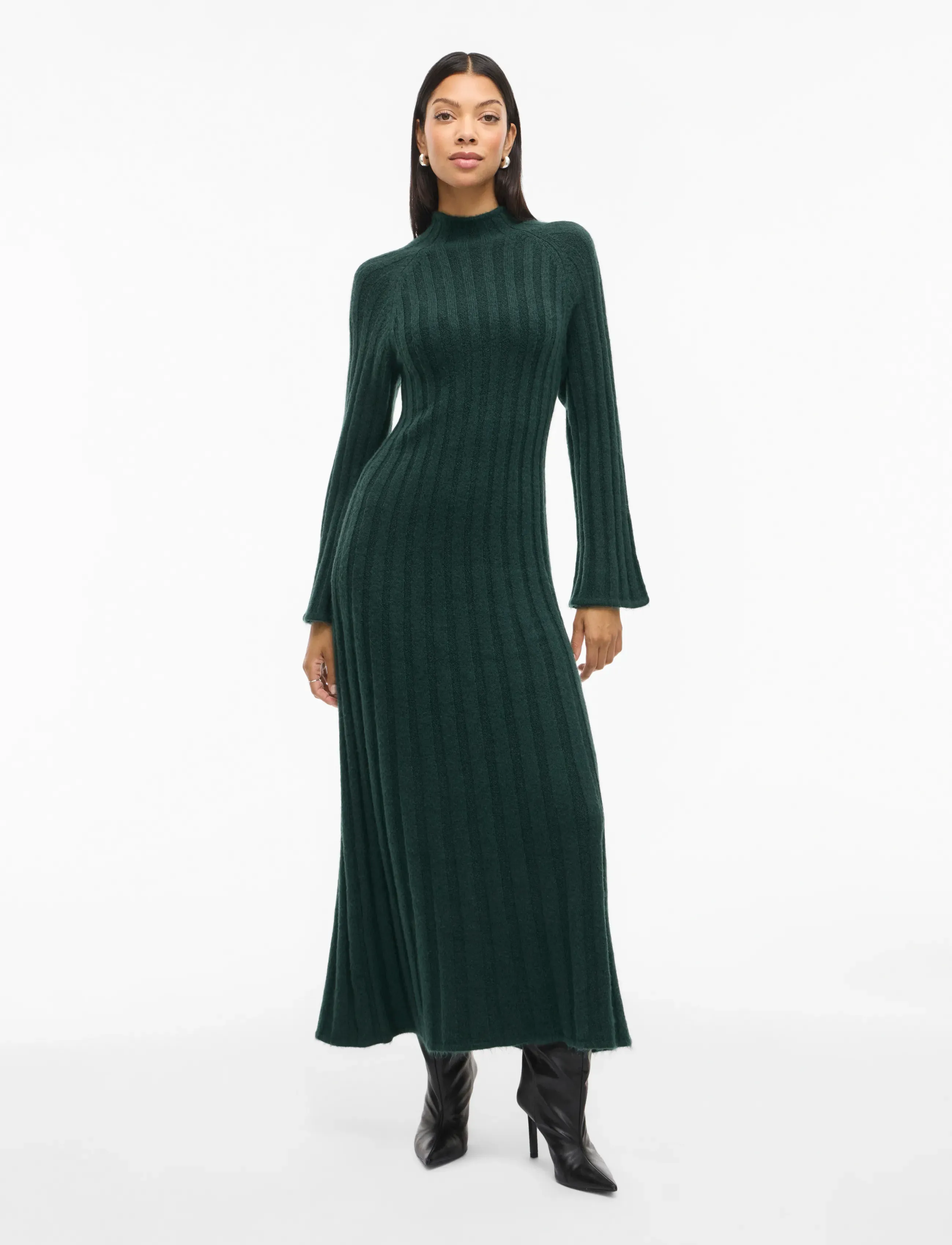 Vila VICLEO HIGHNECK L/S ANKLE KNIT DRESS - Kleider - PONDEROSA PINE / green