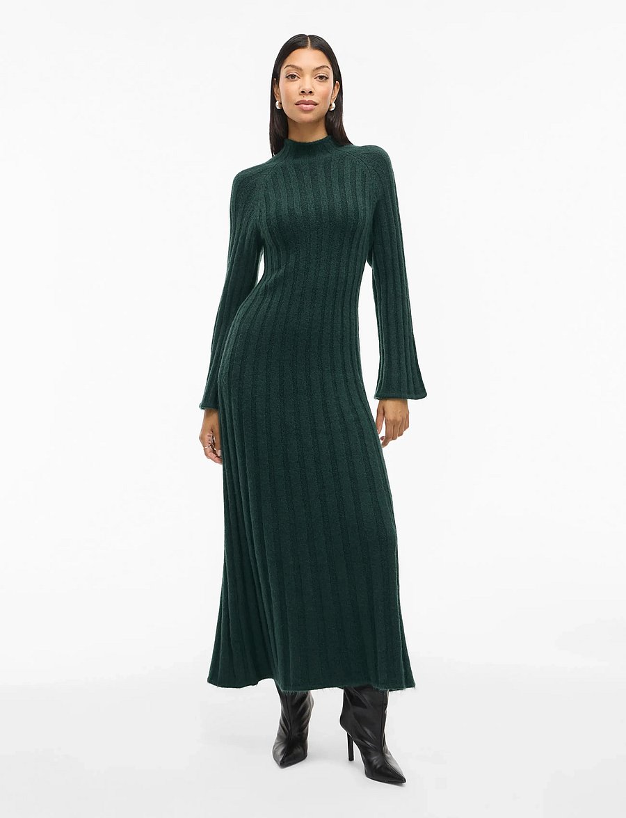 Vila - VICLEO HIGHNECK L/S ANKLE KNIT DRESS - strickkleider - ponderosa pine - 0