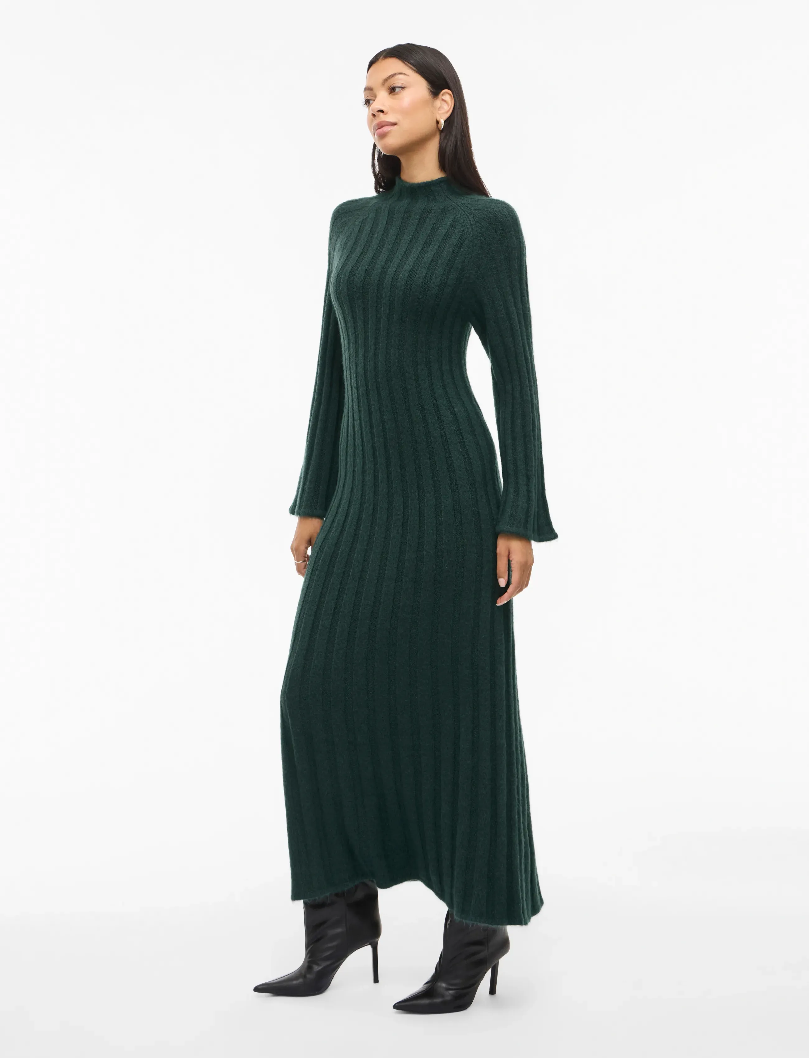 Vila - VICLEO HIGHNECK L/S ANKLE KNIT DRESS - strikkjoler - ponderosa pine - 4