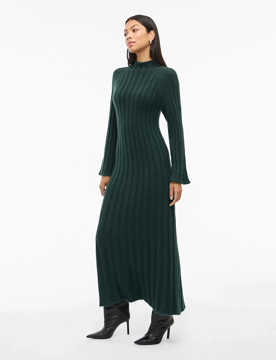 Vila - VICLEO HIGHNECK L/S ANKLE KNIT DRESS - strickkleider - ponderosa pine - 4