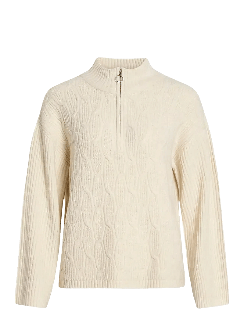 Vila - VILASSIA L/S HIGH NECK ZIPPER TOP - NOOS - striktrøjer - birch - 1