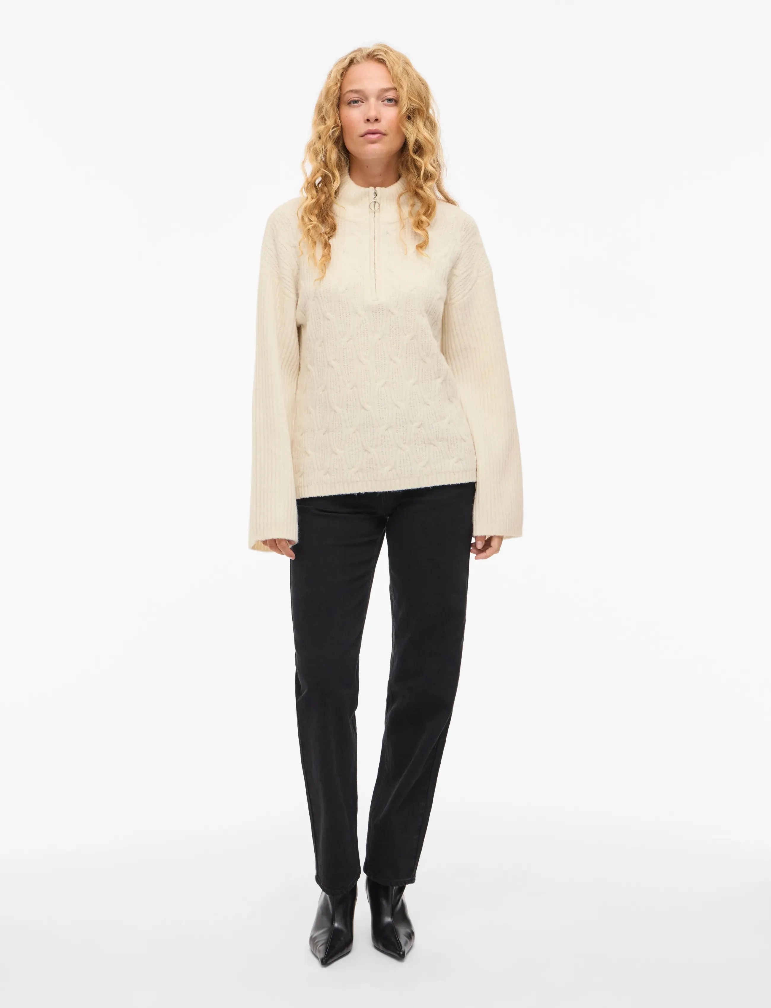 VILA Vilassia L/S High Neck Zipper Top Noos stickade tröjor dam – bild 5