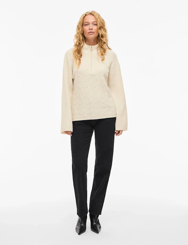 Vila - VILASSIA L/S HIGH NECK ZIPPER TOP - NOOS - striktrøjer - birch - 5
