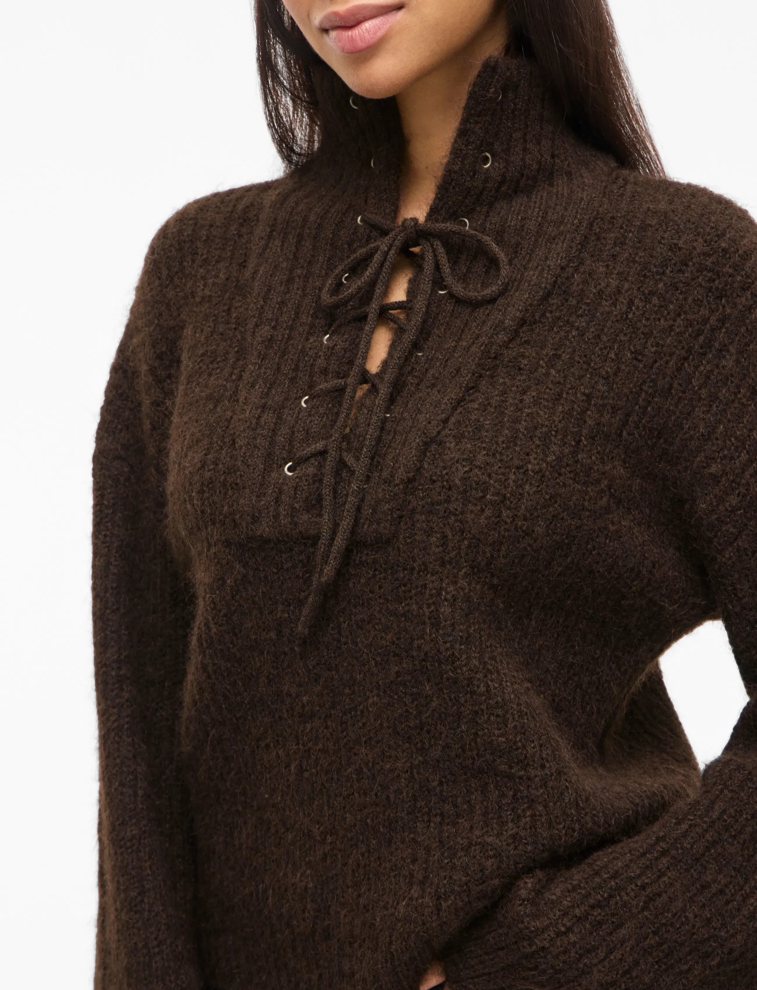 Vila - VIGLEEBA HIGH NECK L/S RIB KNIT TOP - turtlenecks - coffee bean - 5