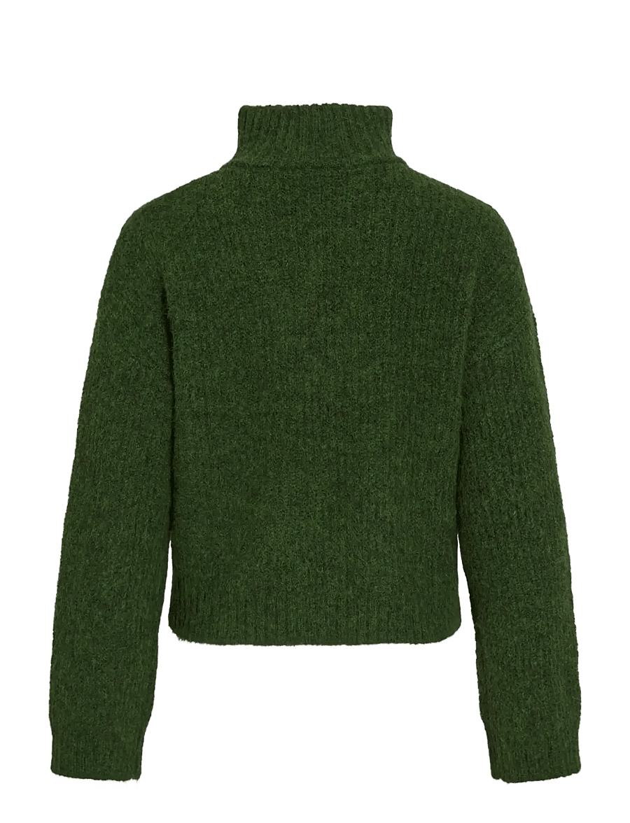 Vila - VIGLEEBA HIGH NECK L/S RIB KNIT TOP - džemperi ar augstu apkakli - deep depths - 2