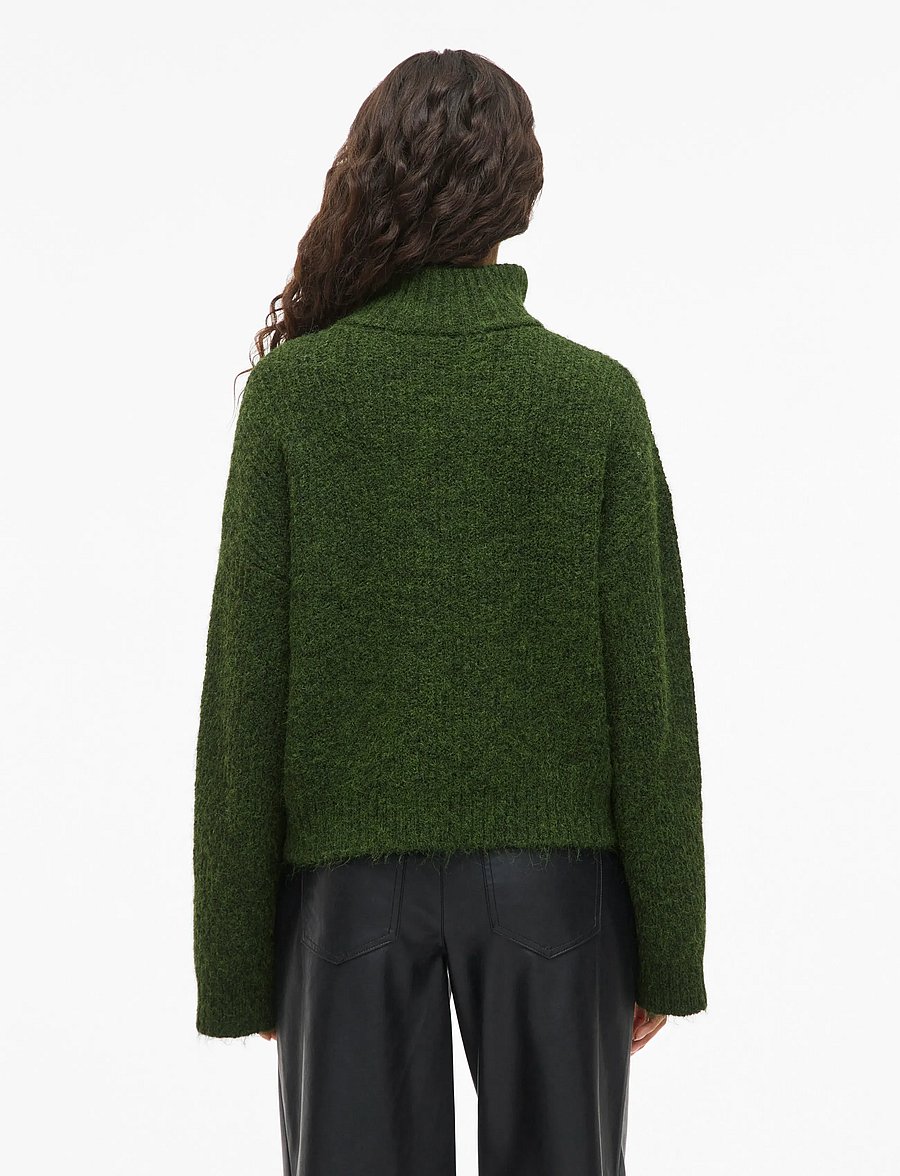 Vila - VIGLEEBA HIGH NECK L/S RIB KNIT TOP - džemperi ar augstu apkakli - deep depths - 3