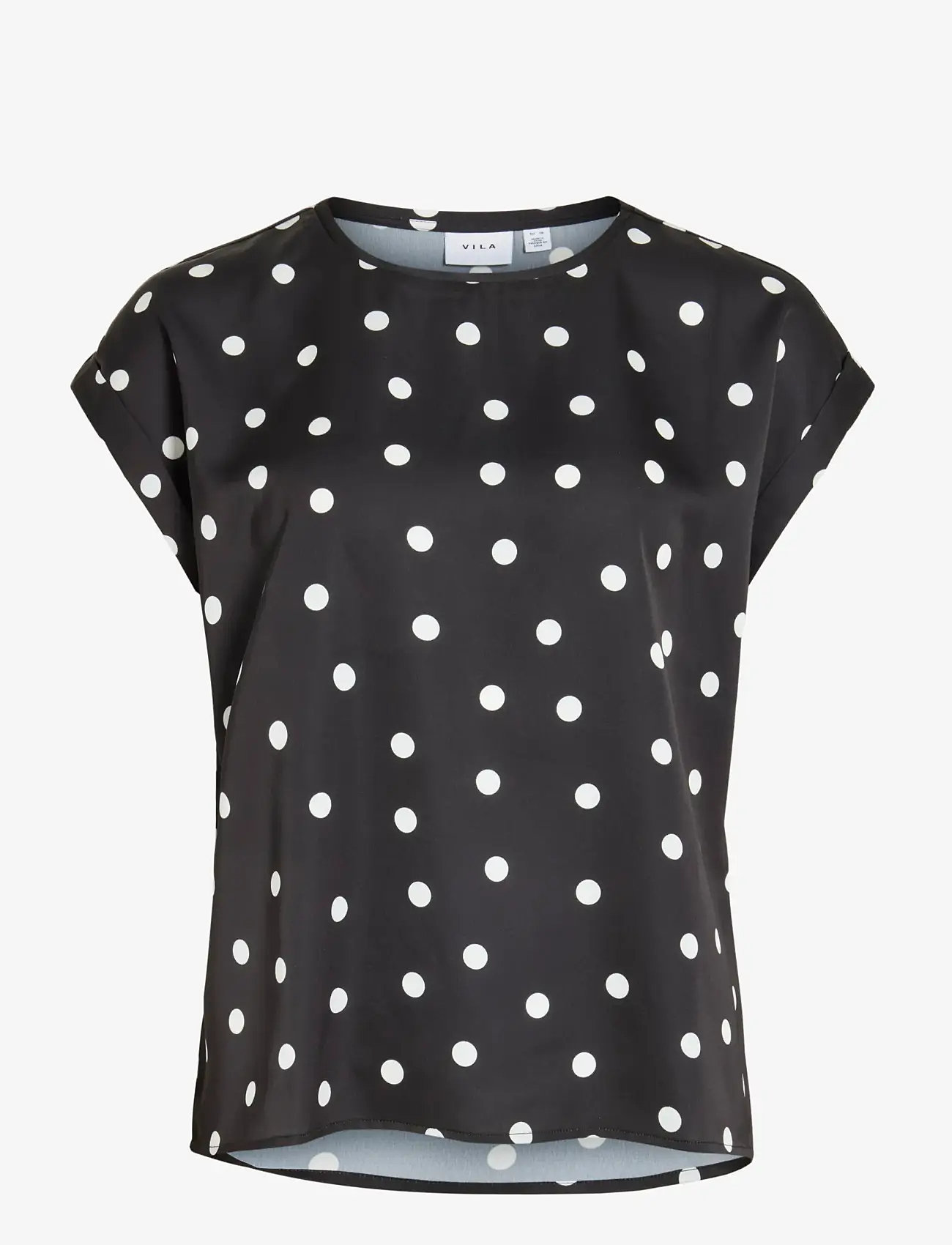 Vila - VIELLETTE S/S FULL SATIN TOP - NOOS - lühikeste varrukatega pluusid - black - 1