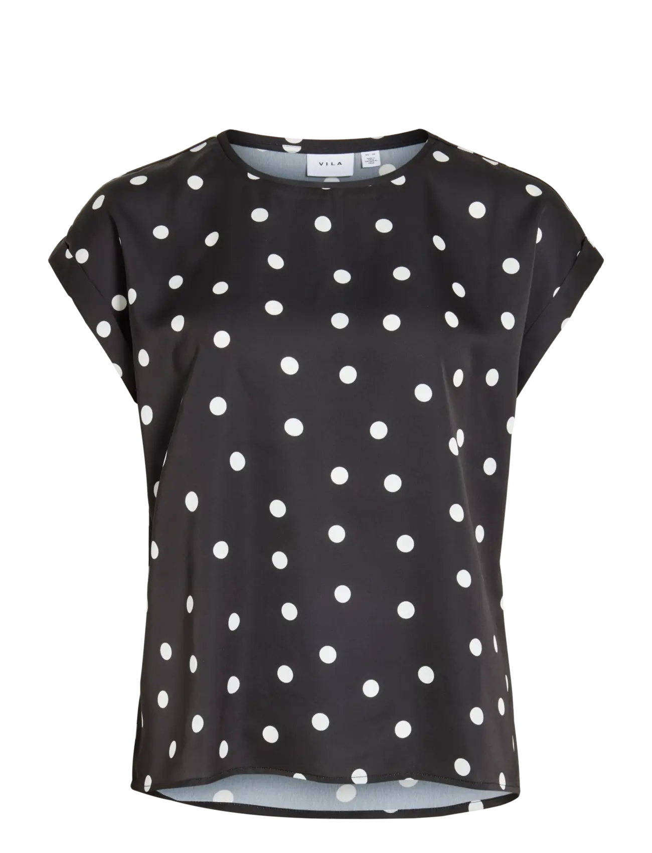 Vila VIELLETTE S/S FULL SATIN TOP - NOOS - Bluser - BLACK / black