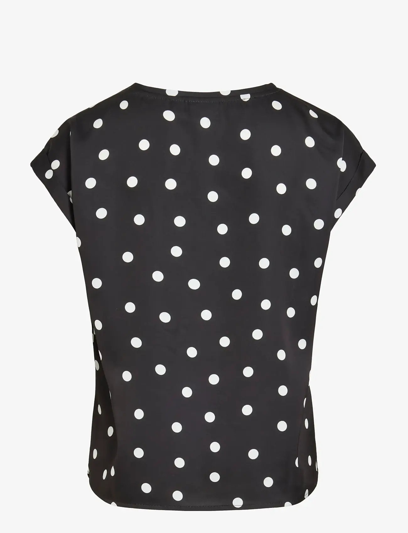 Vila - VIELLETTE S/S FULL SATIN TOP - NOOS - lühikeste varrukatega pluusid - black - 2