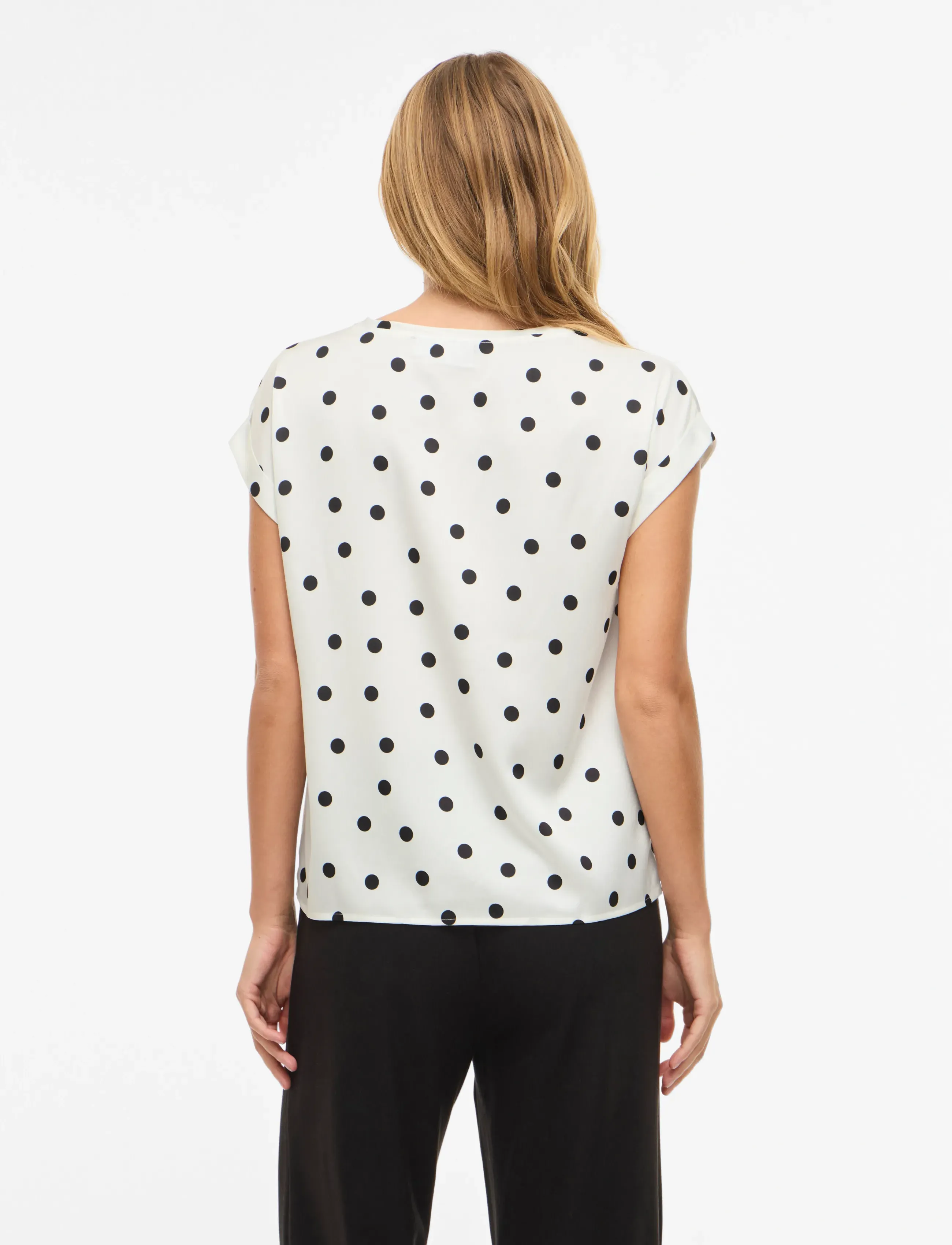 Vila - VIELLETTE S/S FULL SATIN TOP - NOOS - kortärmade blusar - snow white - 3