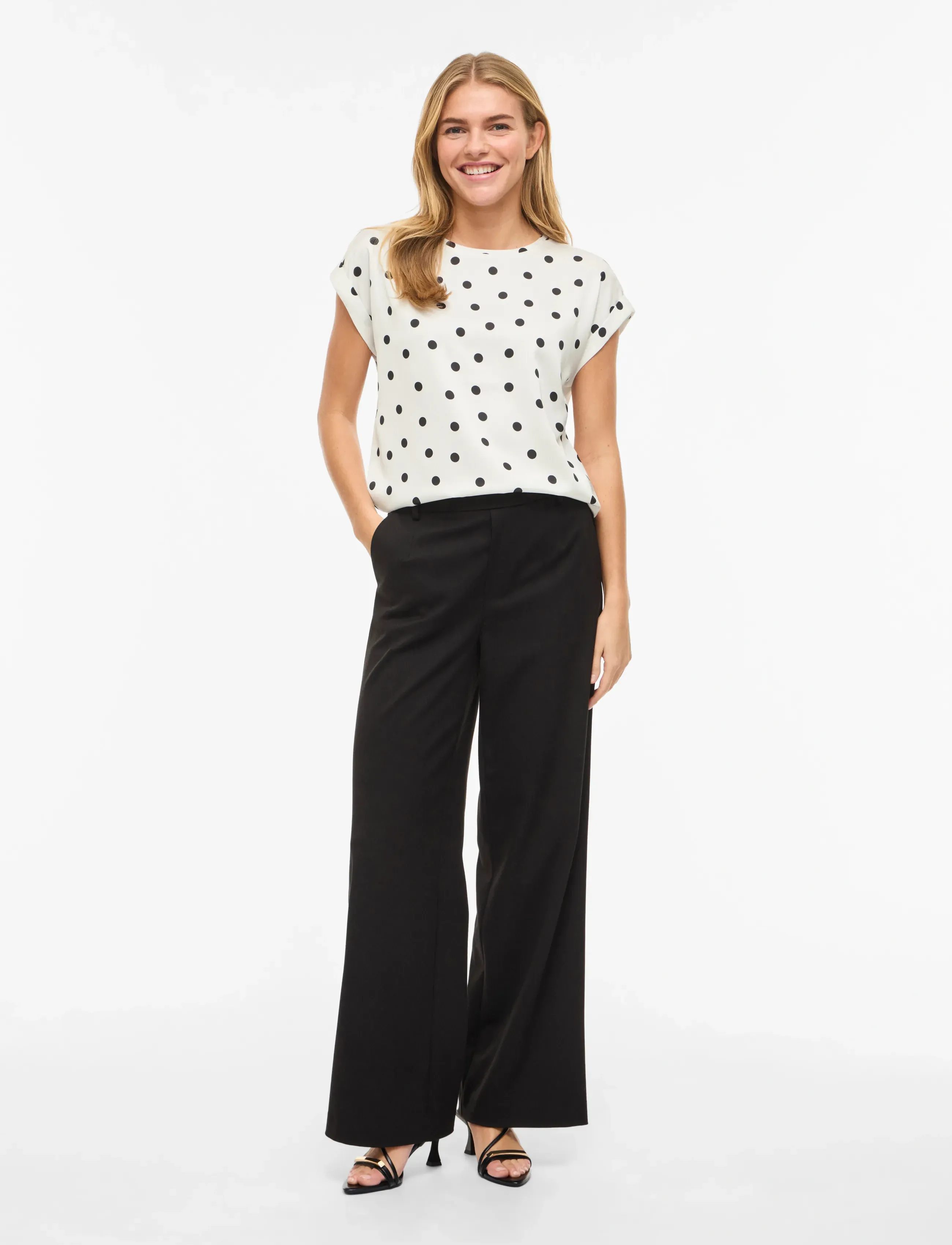 Vila - VIELLETTE S/S FULL SATIN TOP - NOOS - kortärmade blusar - snow white - 4