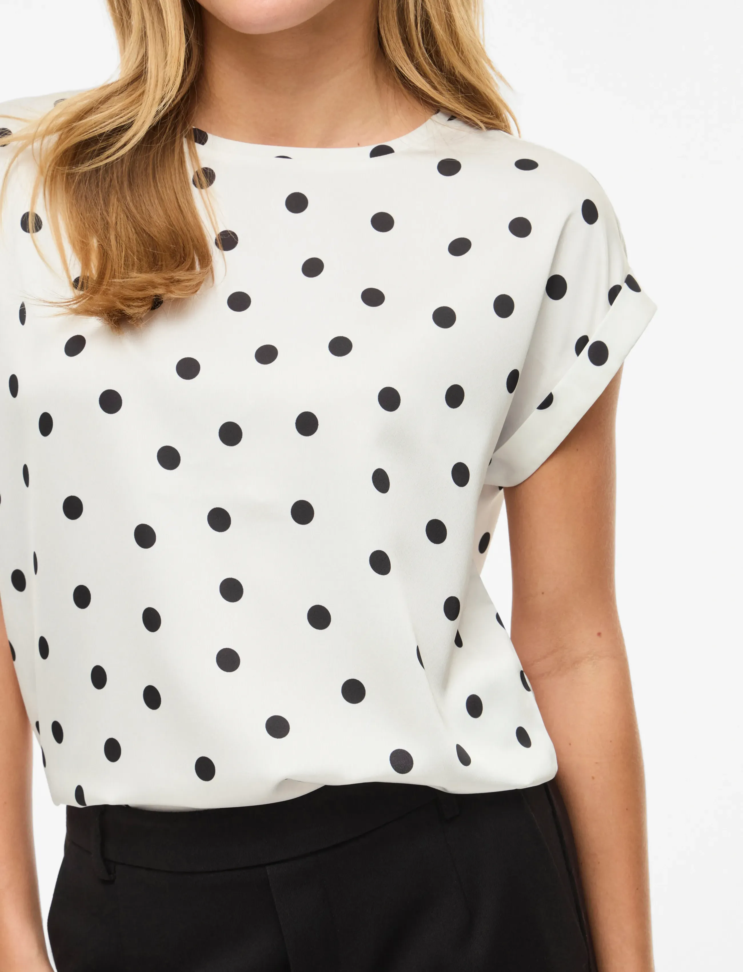 Vila - VIELLETTE S/S FULL SATIN TOP - NOOS - kortärmade blusar - snow white - 5