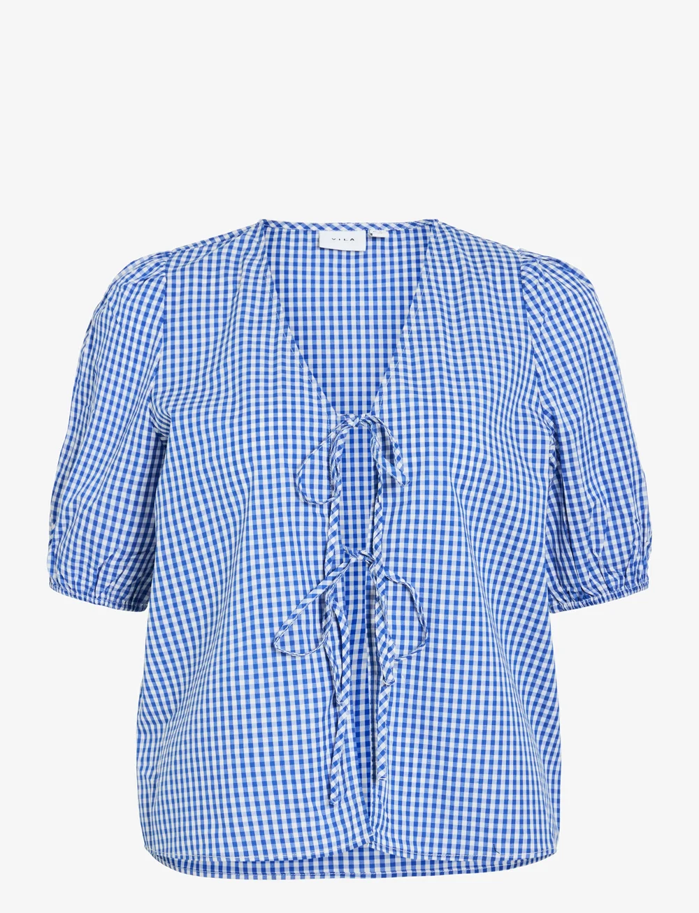 Vila - VISONJA S/S TIE TOP/KA - kortærmede bluser - mazarine blue - 0