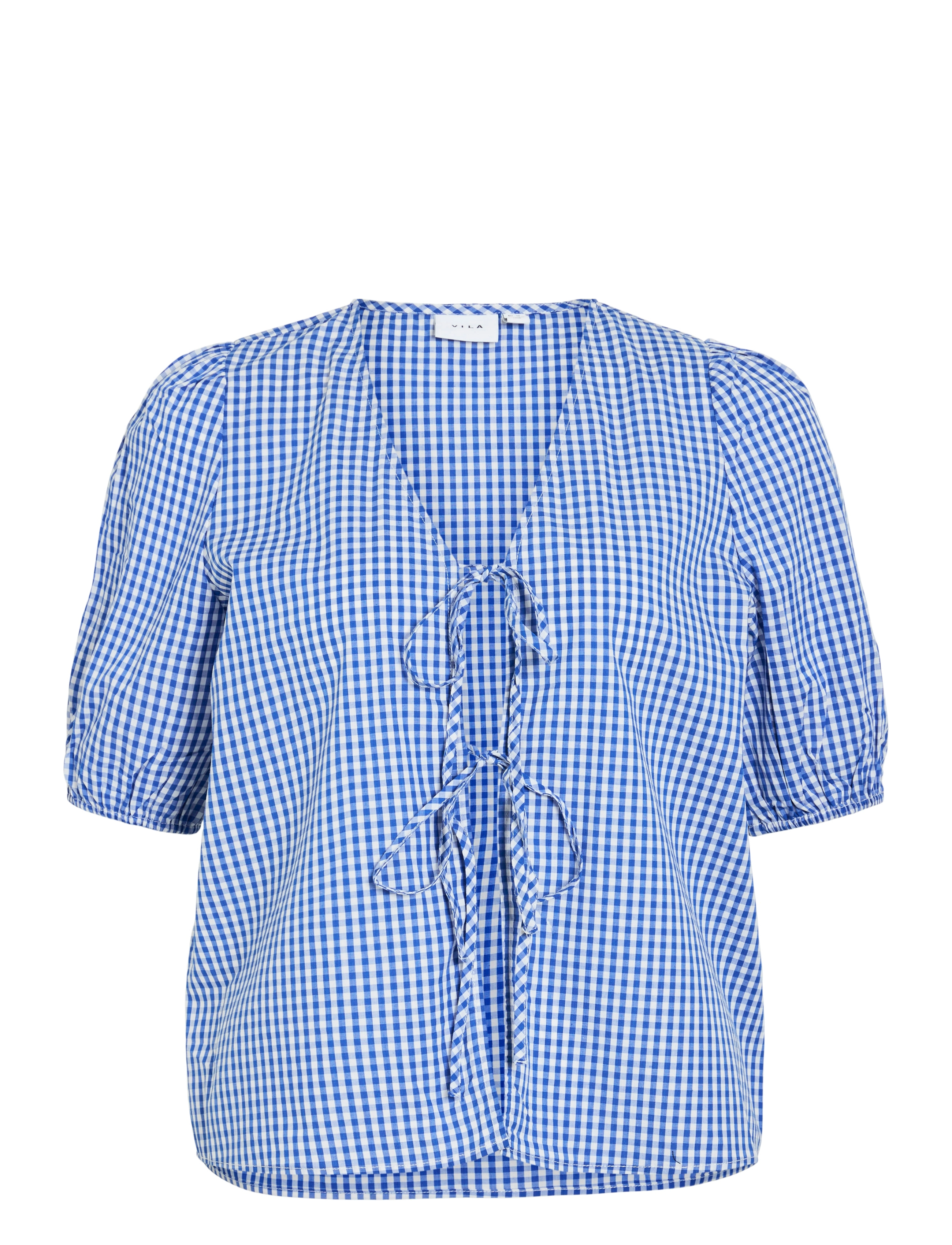 Vila VISONJA S/S TIE TOP/KA - Tøj - MAZARINE BLUE / blue