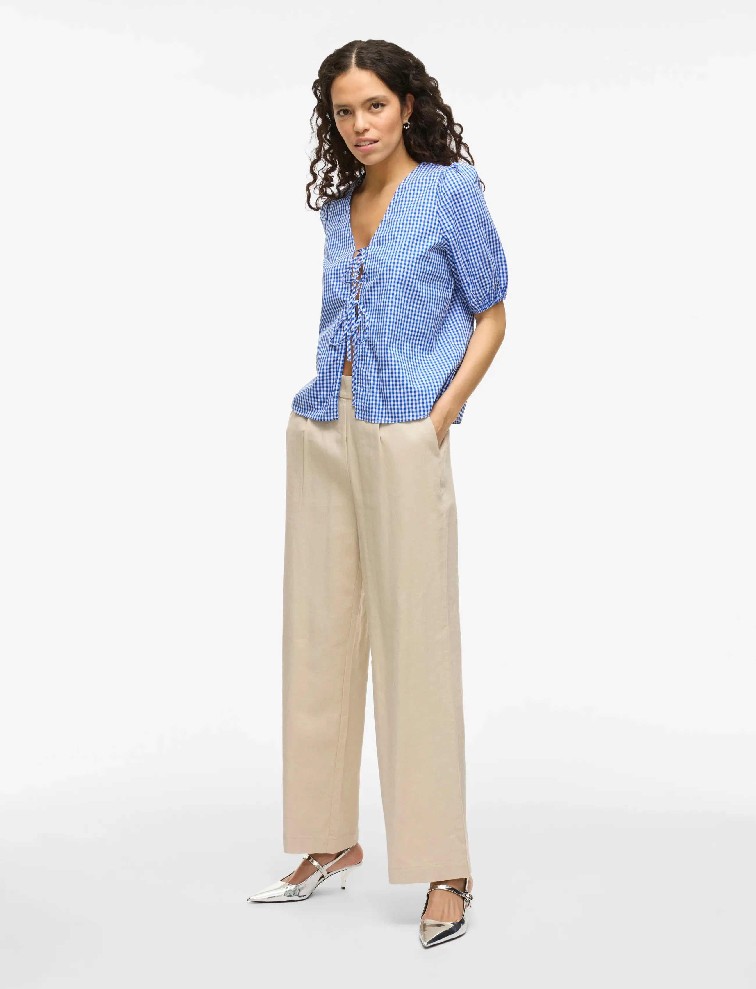 Vila - VISONJA S/S TIE TOP/KA - kortærmede bluser - mazarine blue - 4
