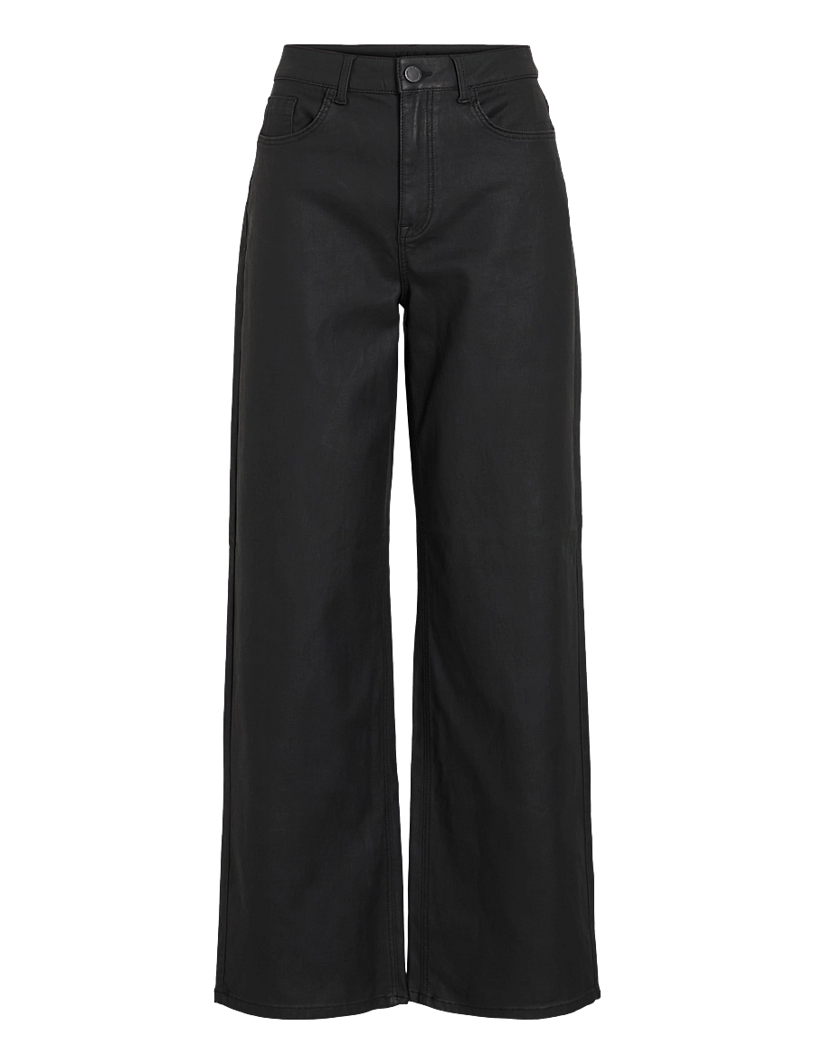Vila - VIFREYA HW COATED WIDE JEANS/1 - black beauty - 1