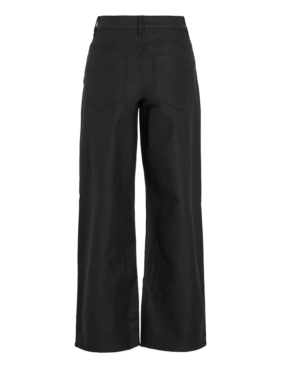 Vila - VIFREYA HW COATED WIDE JEANS/1 - black beauty - 2