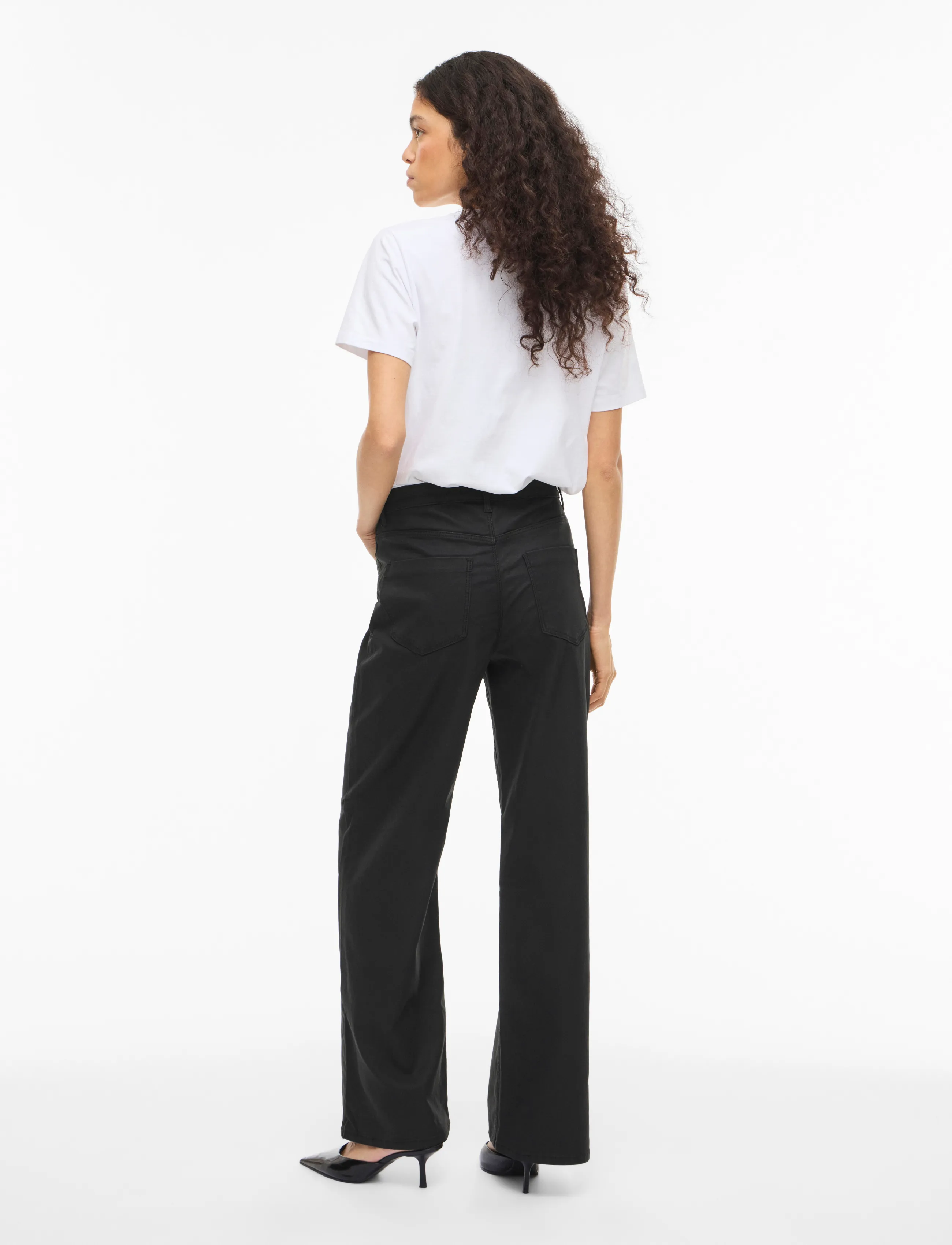 Vila - VIFREYA HW COATED WIDE JEANS/1 - black beauty - 3