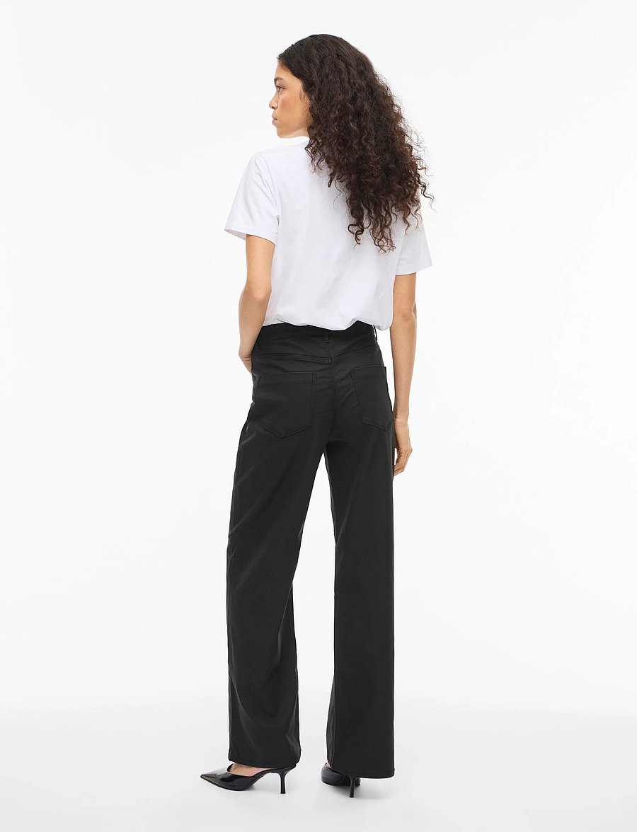 Vila - VIFREYA HW COATED WIDE JEANS/1 - black beauty - 3