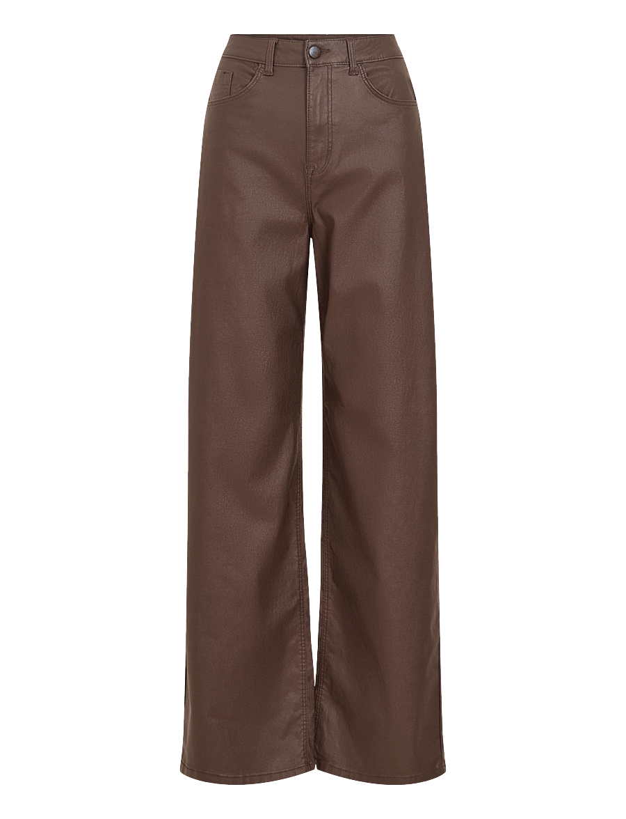 Vila - VIFREYA HW COATED WIDE JEANS/1 - vida jeans - coffee bean - 1