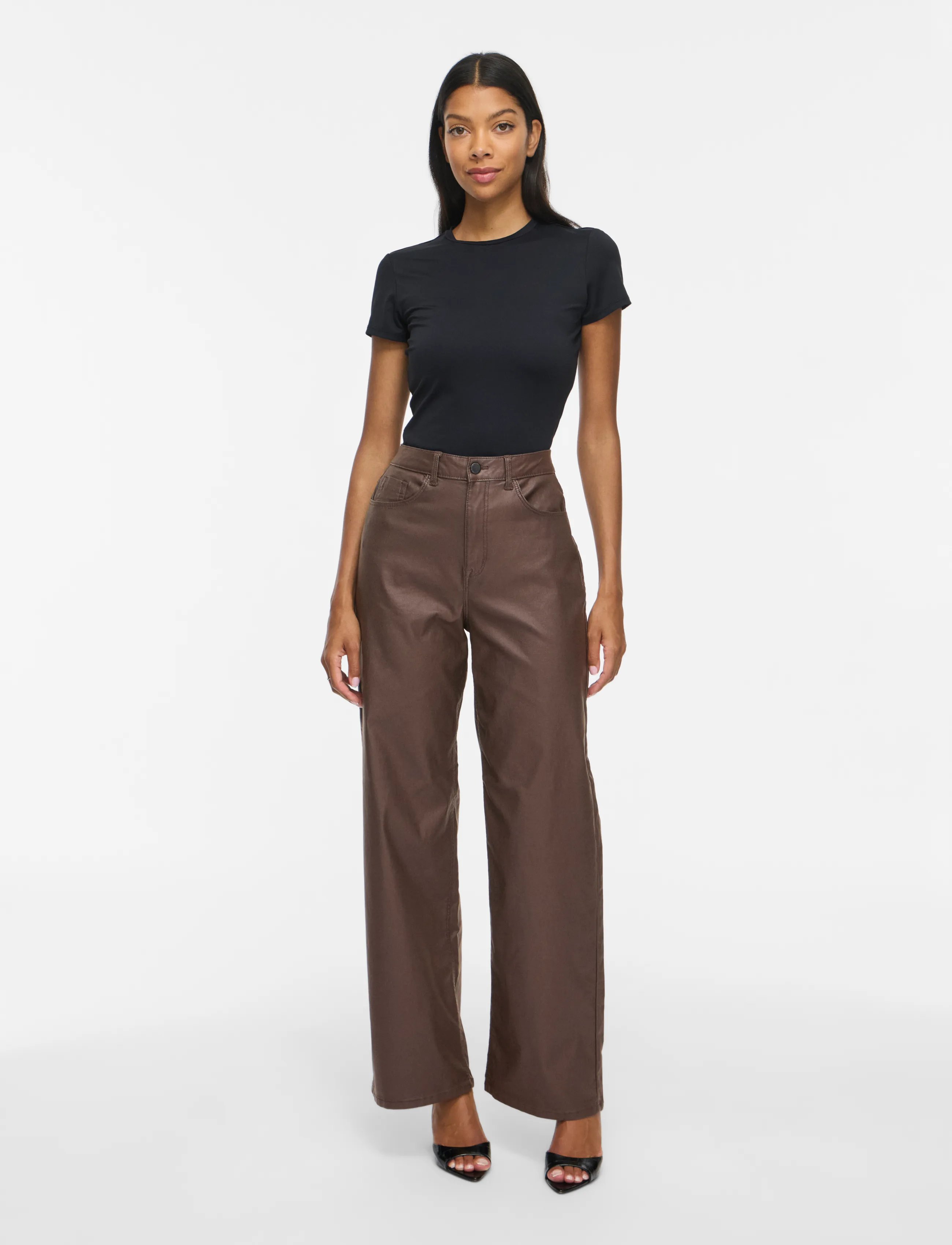 Vila - VIFREYA HW COATED WIDE JEANS/1 - vida jeans - coffee bean - 4