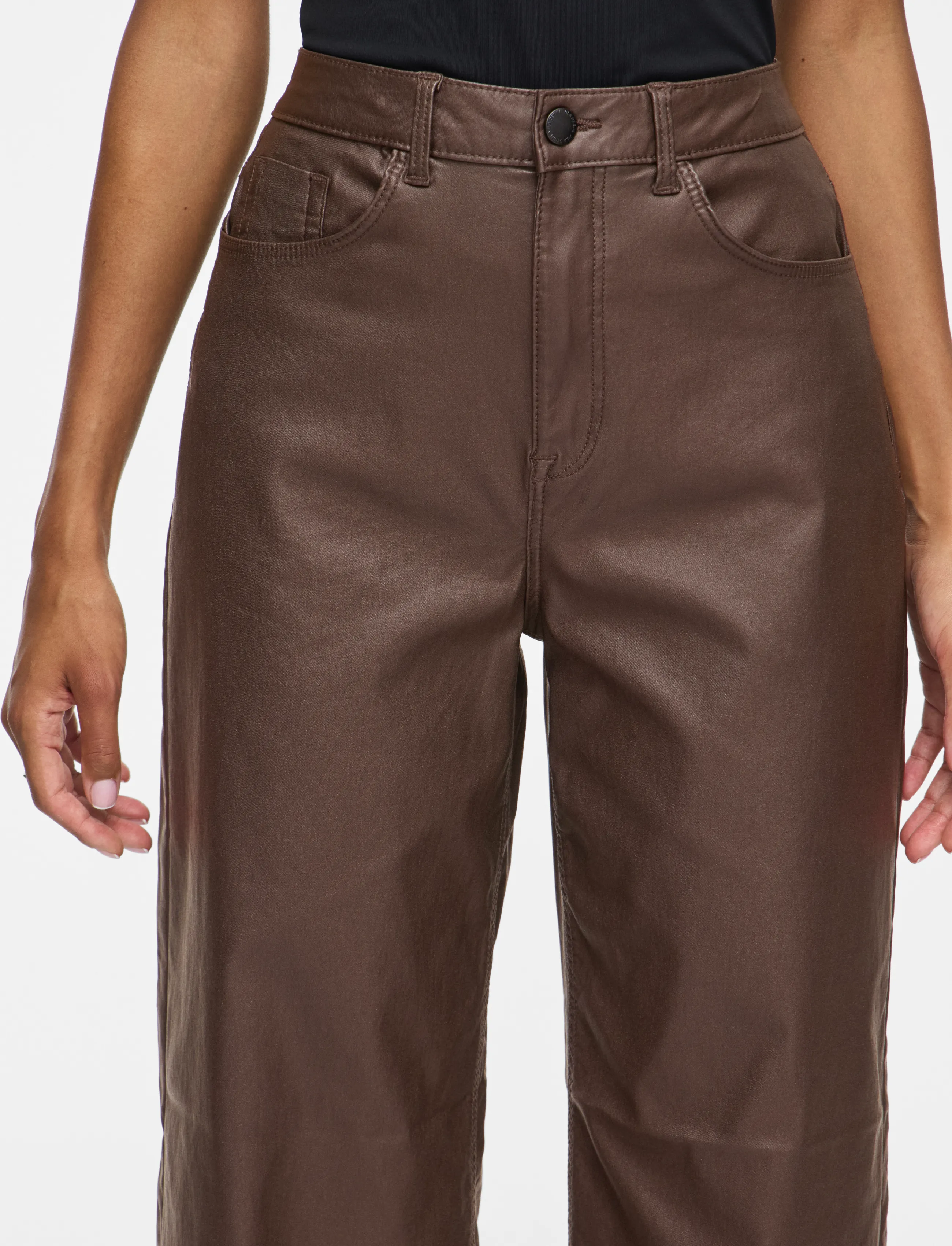 Vila - VIFREYA HW COATED WIDE JEANS/1 - vida jeans - coffee bean - 5