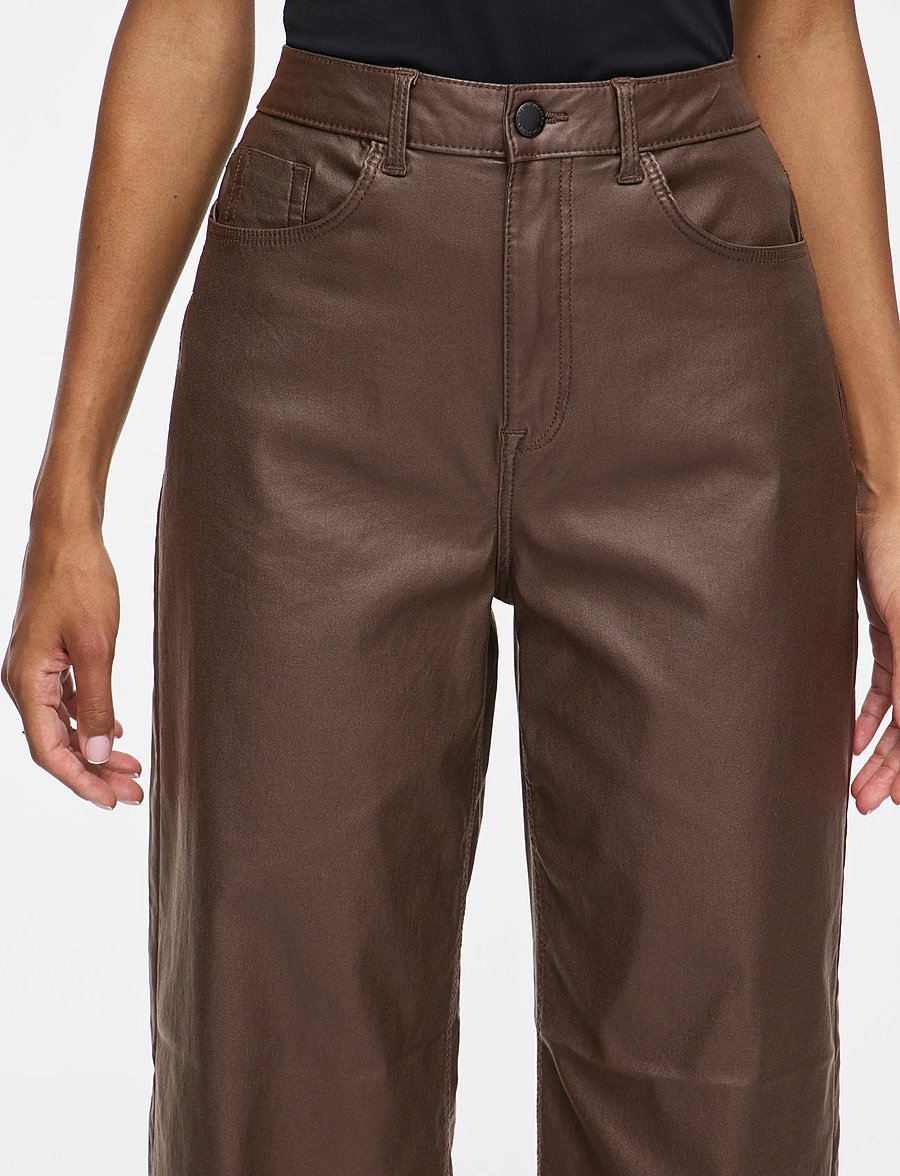 Vila - VIFREYA HW COATED WIDE JEANS/1 - vida jeans - coffee bean - 5