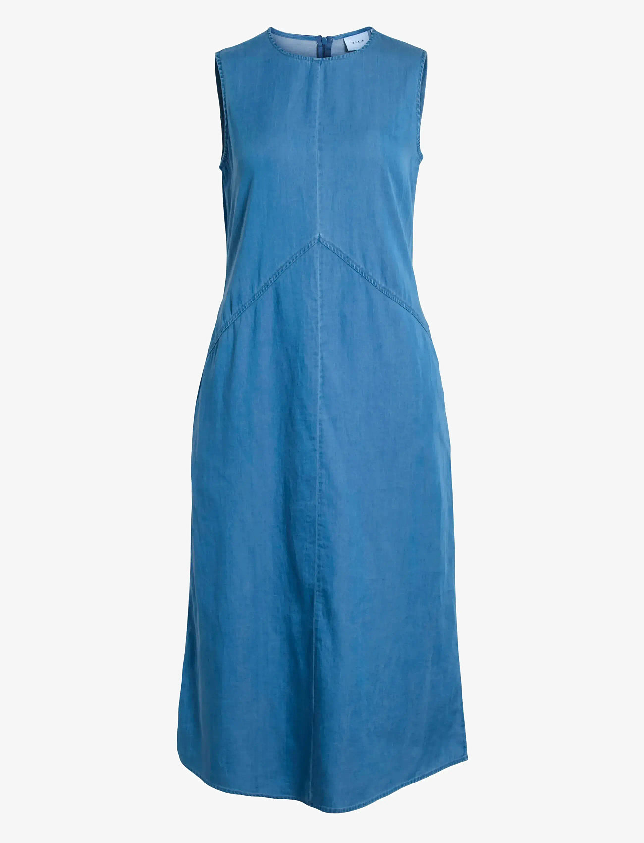 Vila - VIBISTA DENIM S/L MIDI DRESS / LS - denim dresses - medium blue denim - 0