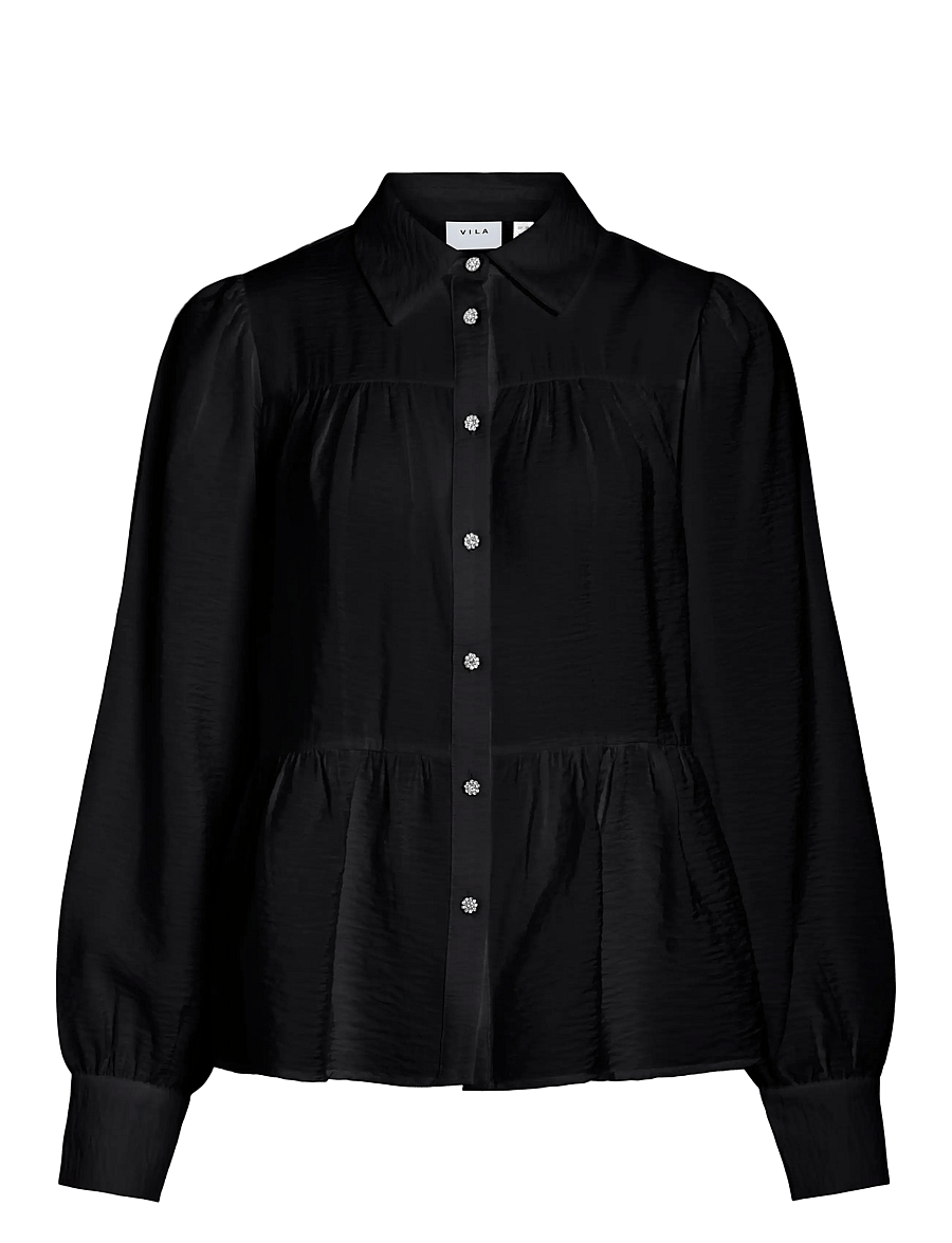 Vila - VIKATRIA NEW L/S SHIRT - pikkade varrukatega särgid - black - 0