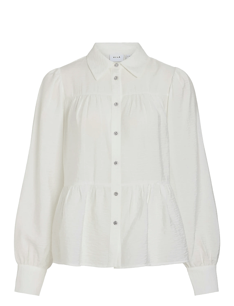 Vila - VIKATRIA NEW L/S SHIRT - krekli ar garām piedurknēm - cloud dancer - 1