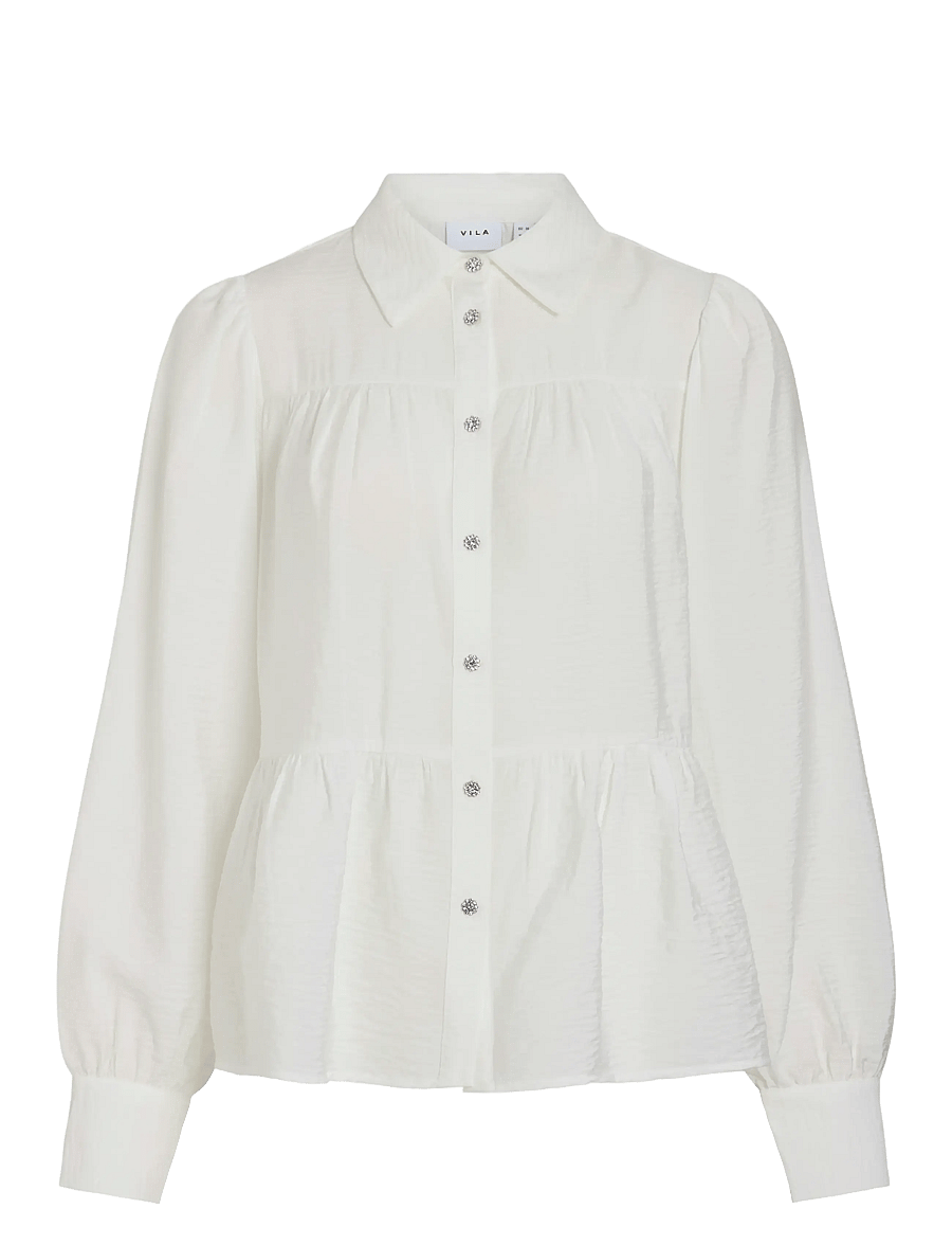 Vila - VIKATRIA NEW L/S SHIRT - pitkähihaiset kauluspaidat - cloud dancer - 1
