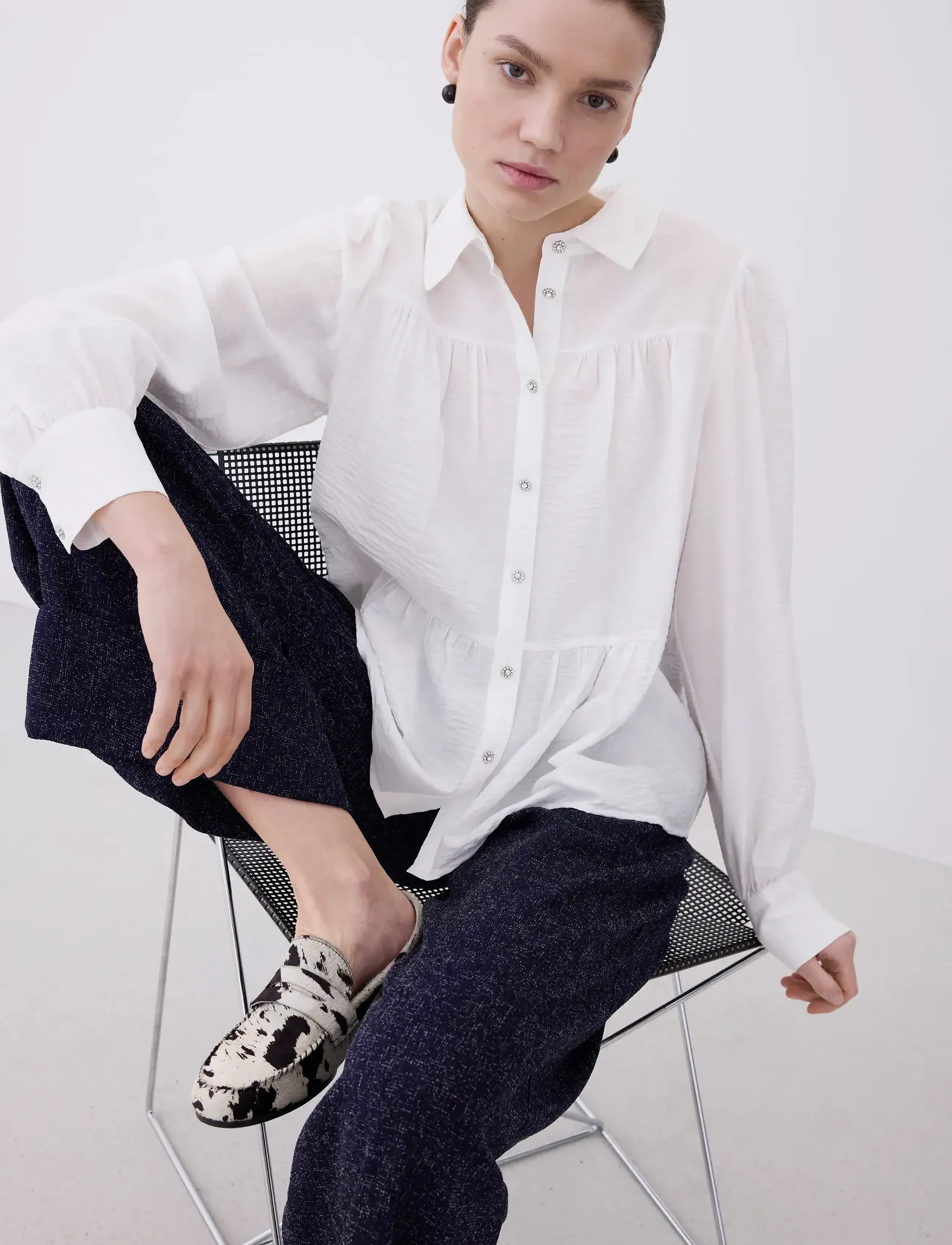 Vila Vikatria New L/S Shirt, 42, White, Skjorter > Langærmede, Dame