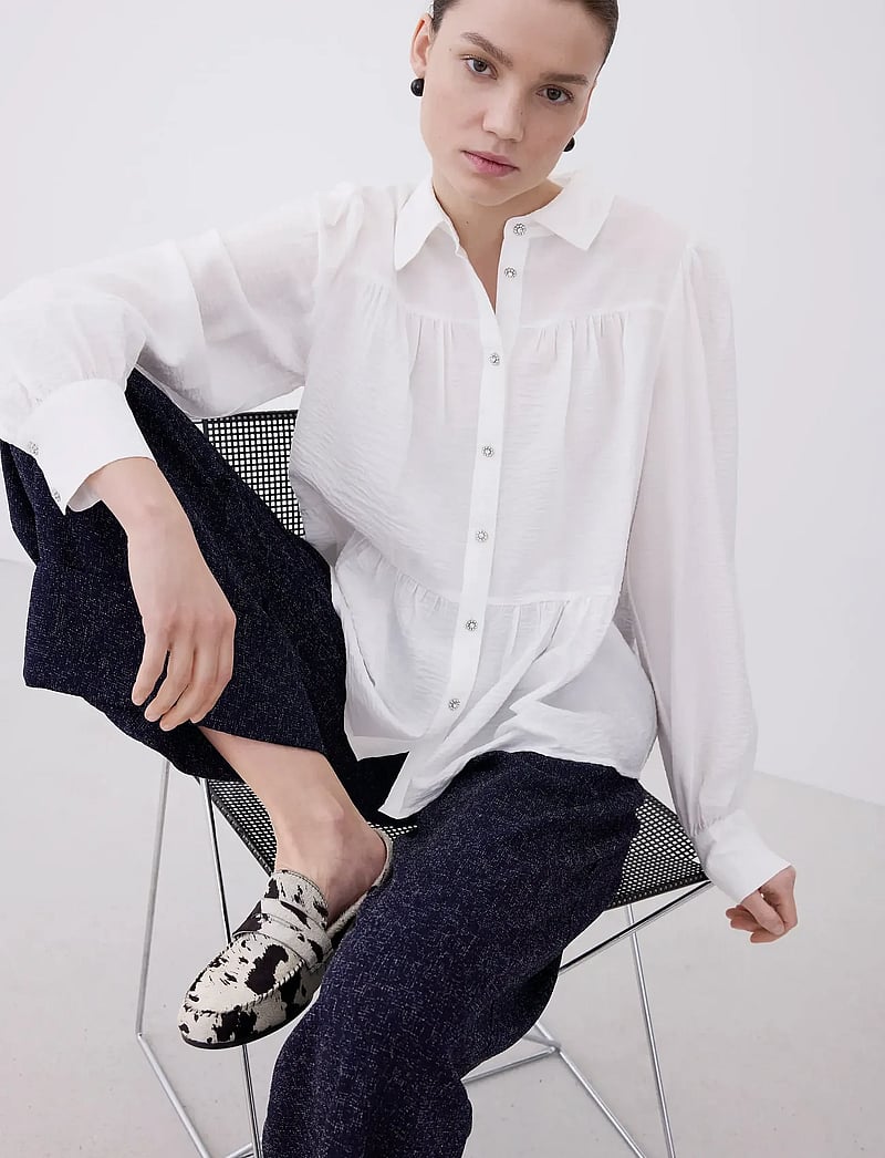 Vila - VIKATRIA NEW L/S SHIRT - krekli ar garām piedurknēm - cloud dancer - 0