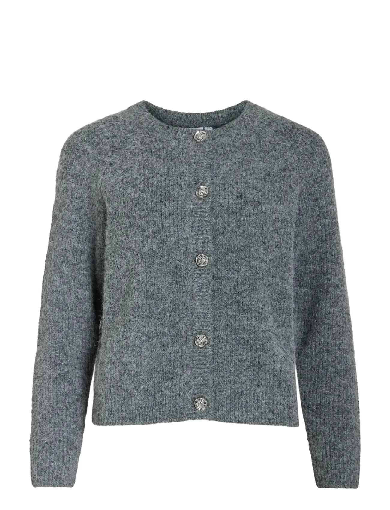 Vila VICHEENA O-NECK L/S BUTTON KNIT CARDIGAN - Cardigans - MEDIUM GREY MELANGE / grey