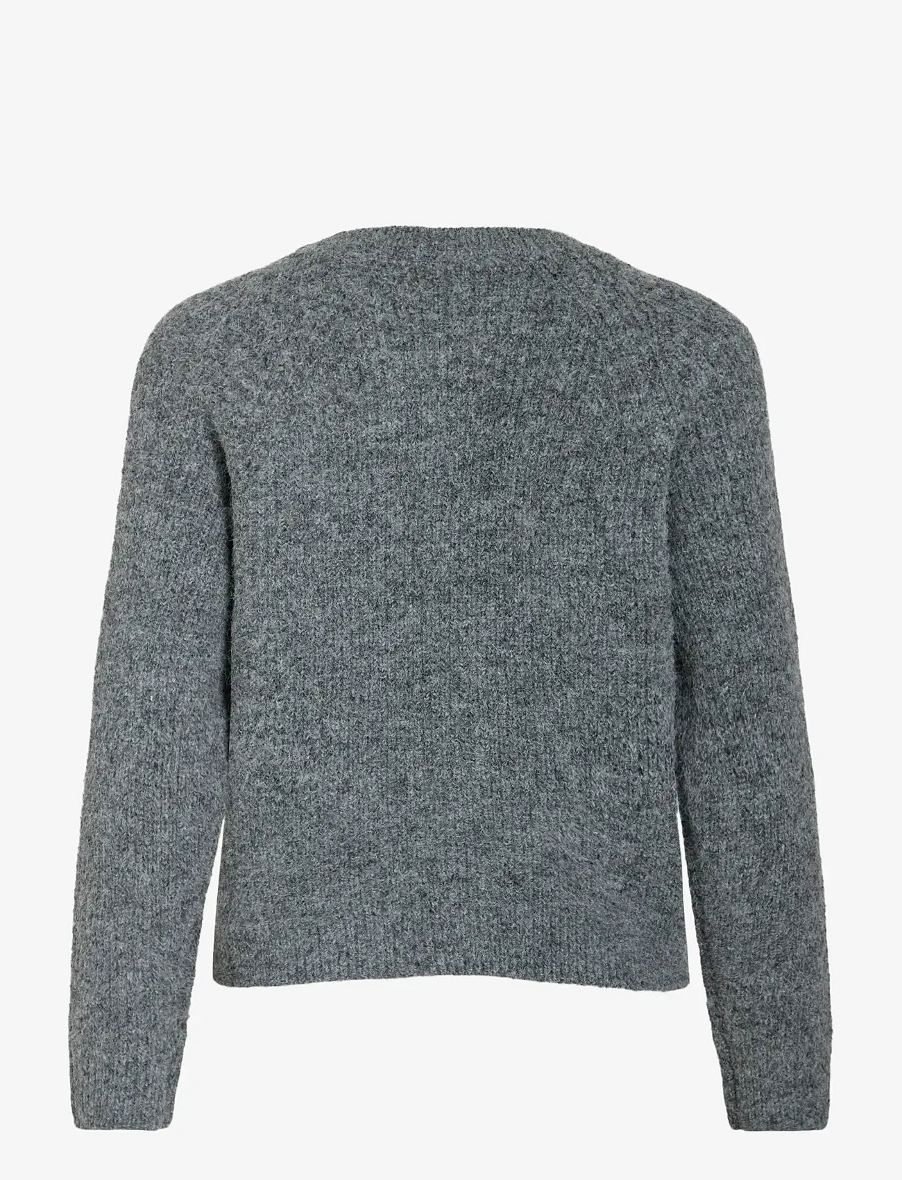 Vila - VICHEENA O-NECK L/S BUTTON KNIT CARDIGAN - cardigans - medium grey melange - 1