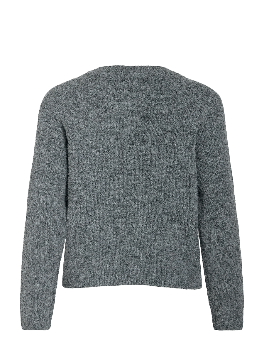 Vila - VICHEENA O-NECK L/S BUTTON KNIT CARDIGAN - gilets - medium grey melange - 1