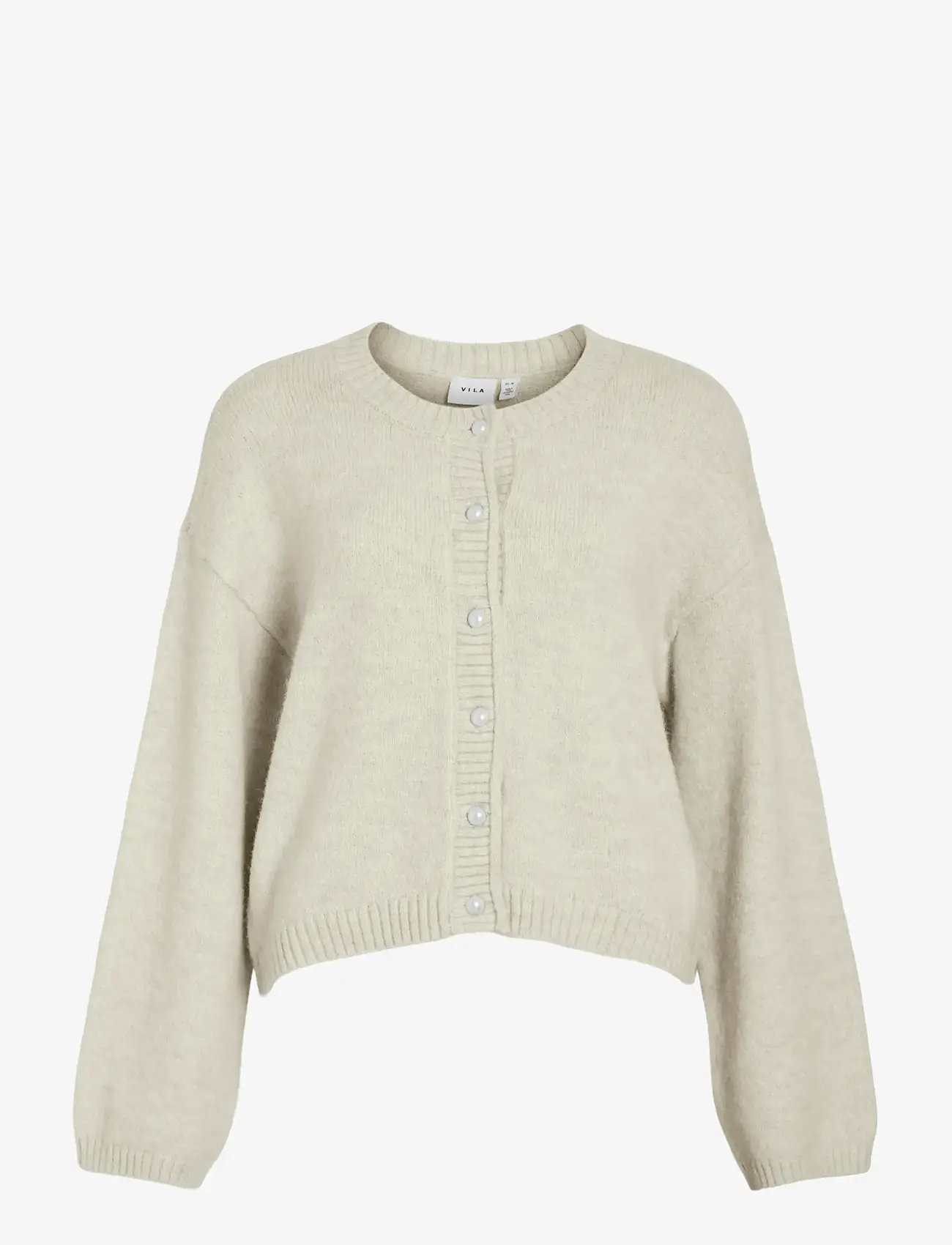 Vila - VIFOLI O-NECK L/S BUTTON KNIT CARDIGAN - hnepptar peysur - natural melange - 0