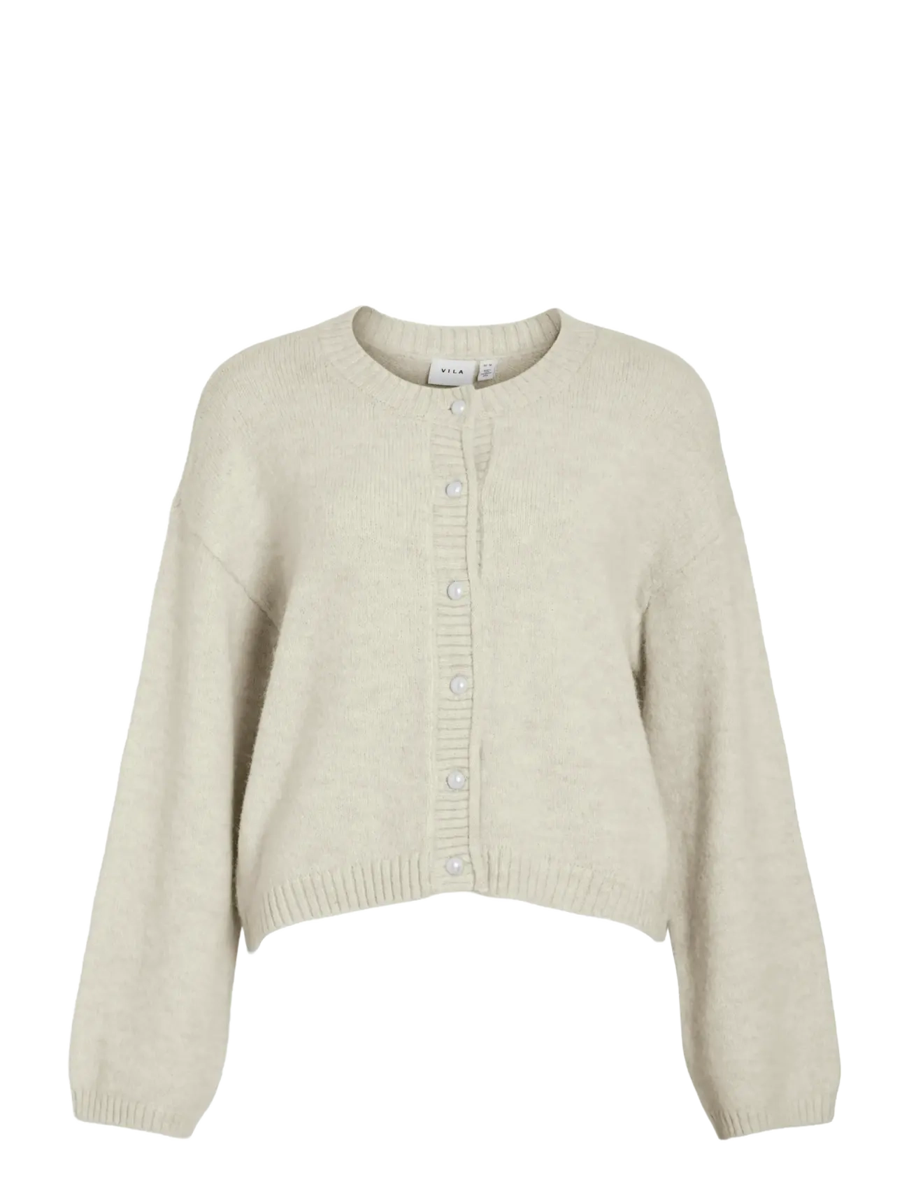 Vila VIFOLI O-NECK L/S BUTTON KNIT CARDIGAN - Tøj - NATURAL MELANGE / cream
