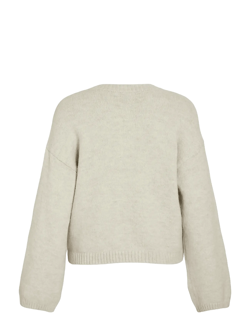 Vila - VIFOLI O-NECK L/S BUTTON KNIT CARDIGAN - cardigans - natural melange - 1