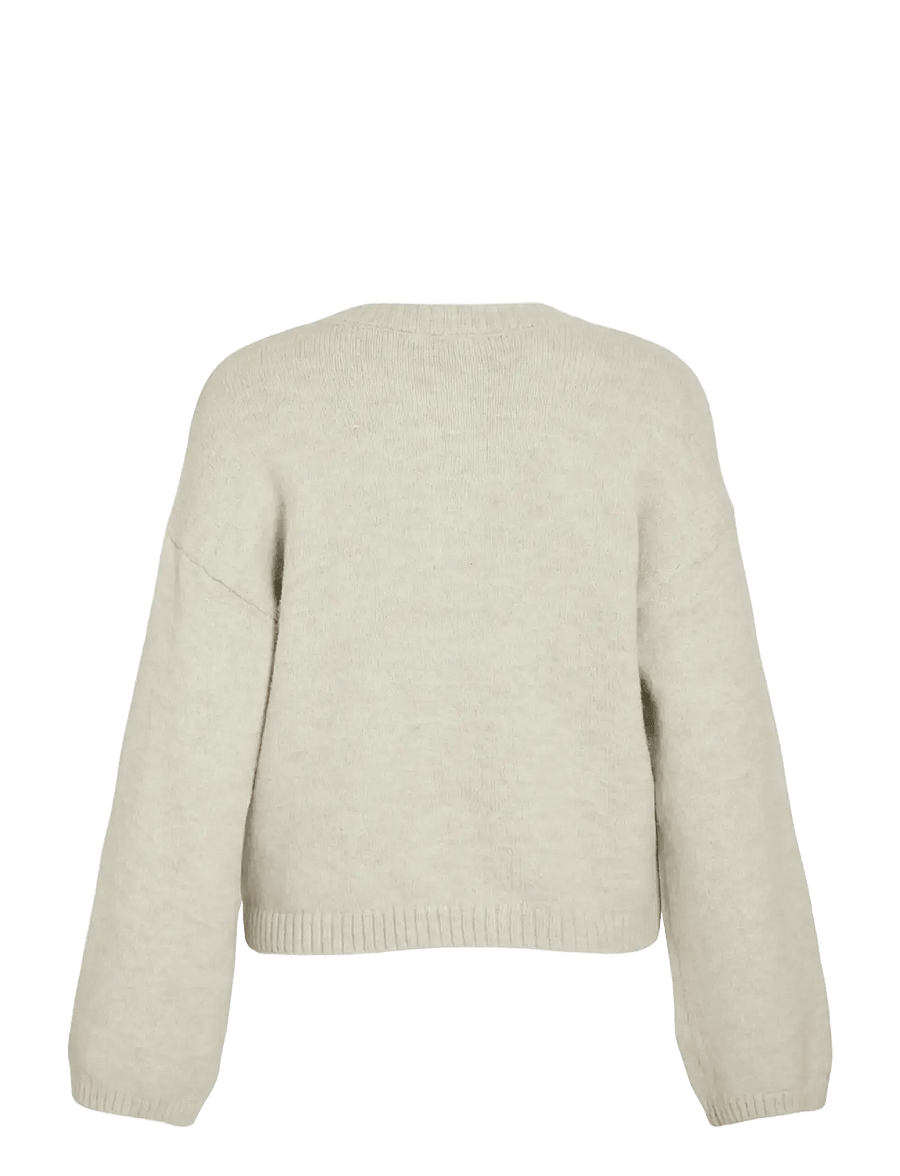 Vila - VIFOLI O-NECK L/S BUTTON KNIT CARDIGAN - strickjacken - natural melange - 1