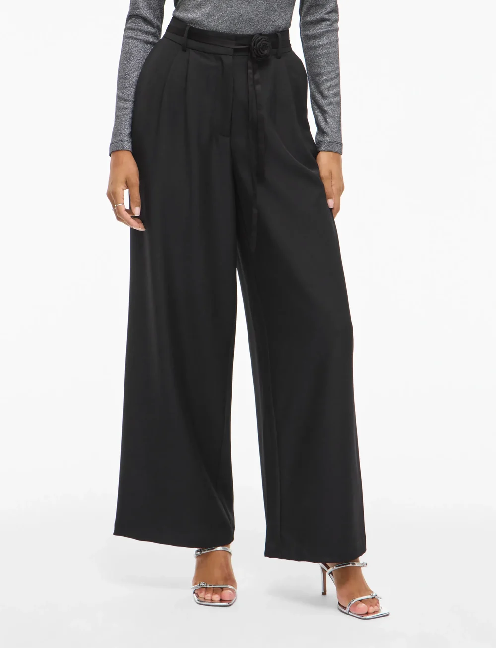 Vila - VICATALINA HW WIDE PANTS/1 - vida byxor - black beauty - 0