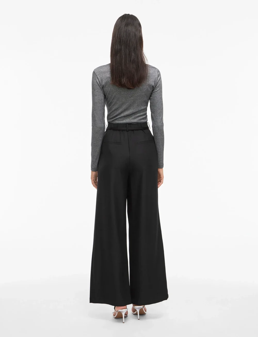 Vila - VICATALINA HW WIDE PANTS/1 - vida byxor - black beauty - 3
